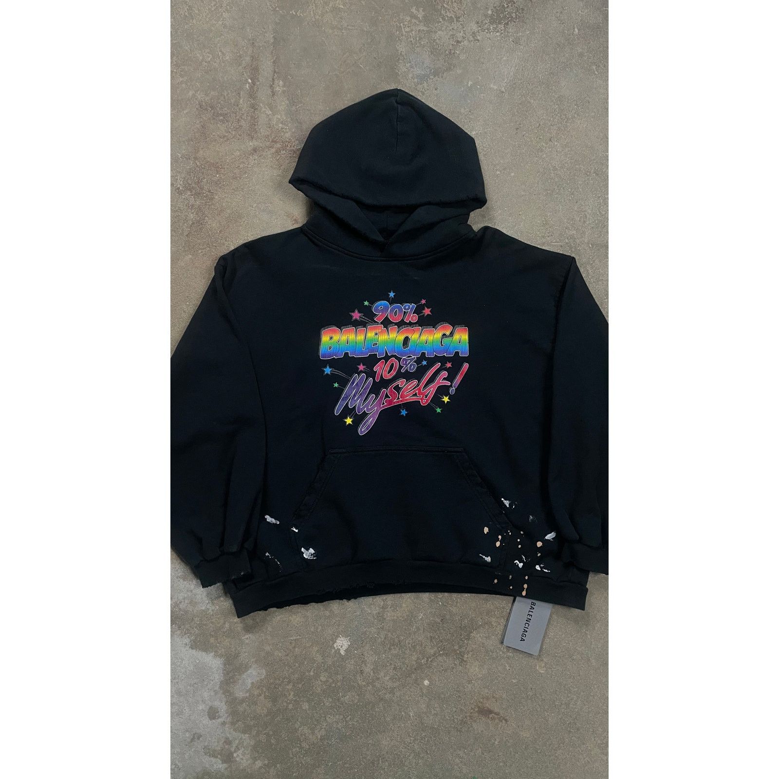 Balenciaga Balenciaga 90% Distressed Hoodie Black New Small With Tags Size US S / EU 44-46 / 1 - 1 Thumbnail