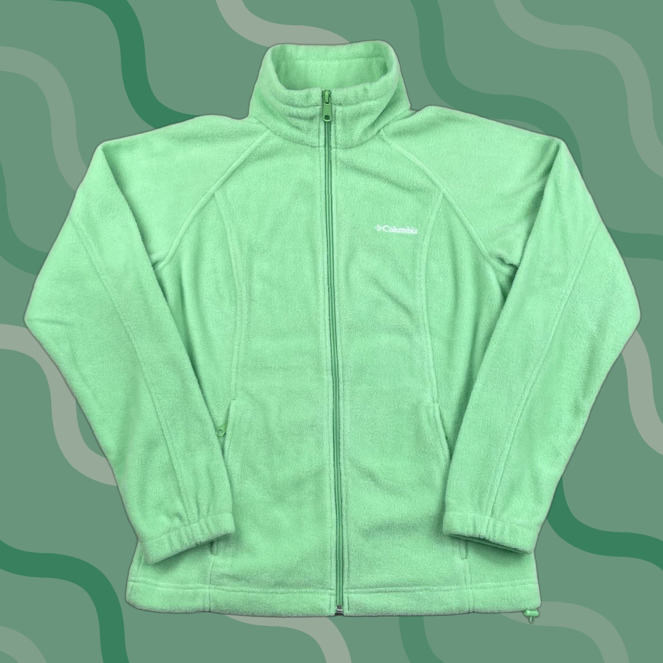 Vintage Columbia Women’s Jacket Fleece Full Zip Green Sz Small Regular Fit Pockets Logo Embroidered 100% Polyester Size S / US 4 / IT 40 - 1 Thumbnail