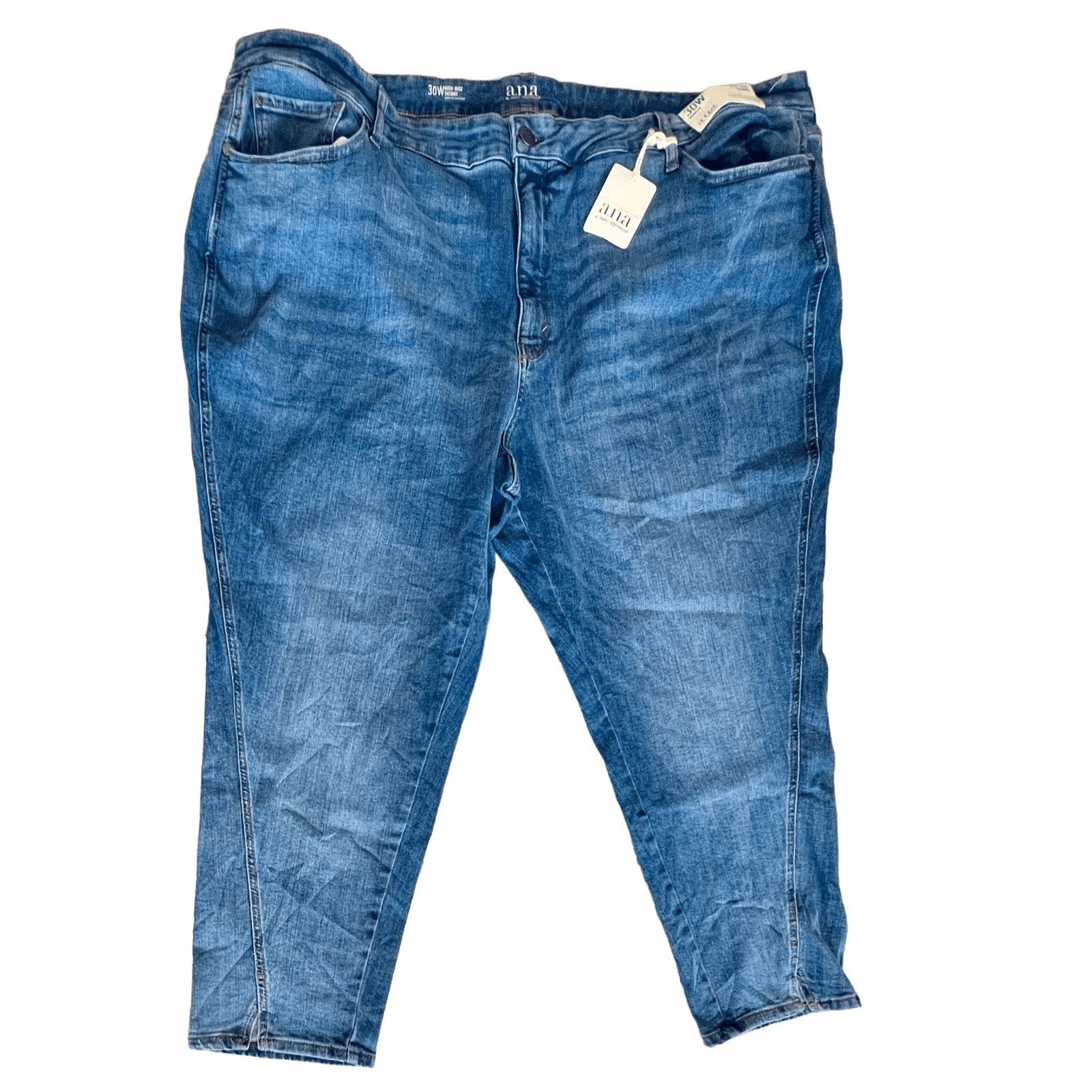 Other a.n.a. High Rise Skinny Split Hem Stretch Blue Jeans 30W NWT Size 42" / US 20 - 1 Thumbnail