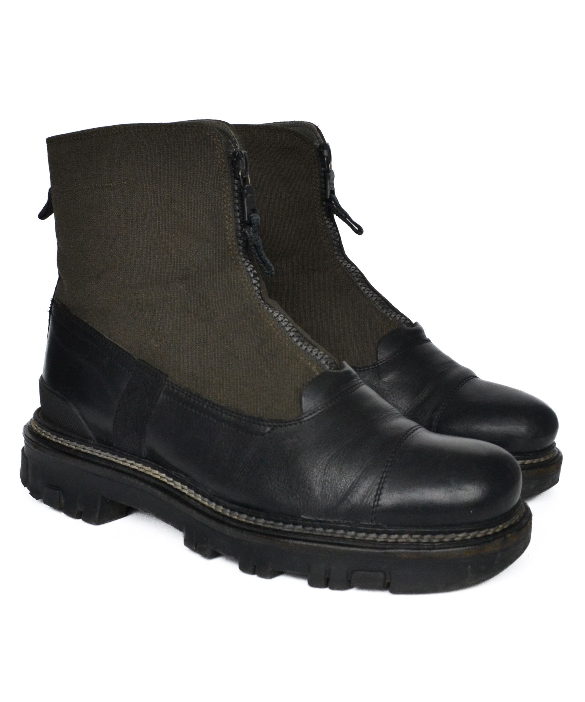Prada PRADA Boots Leather Vintage Front Zip Black Khaki 39 Size US 9 / IT 39 - 3 Thumbnail