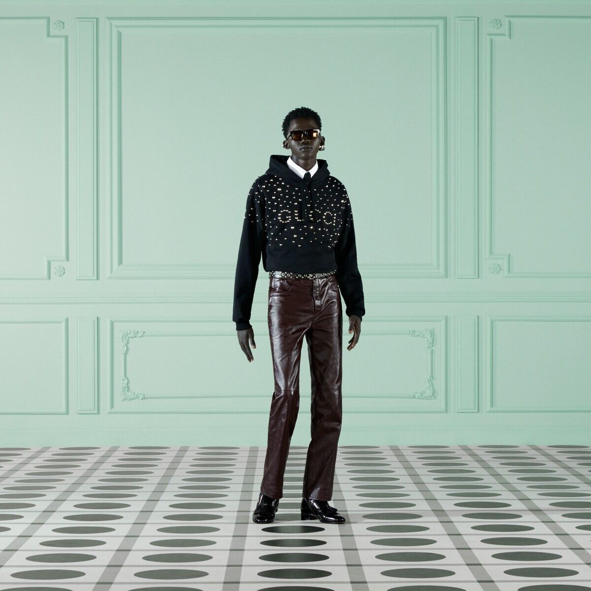 Gucci o1mt1gz0725 Studded Felted Cotton Jersey Sweatshirt Hoodie Size US M / EU 48-50 / 2 - 2 Thumbnail