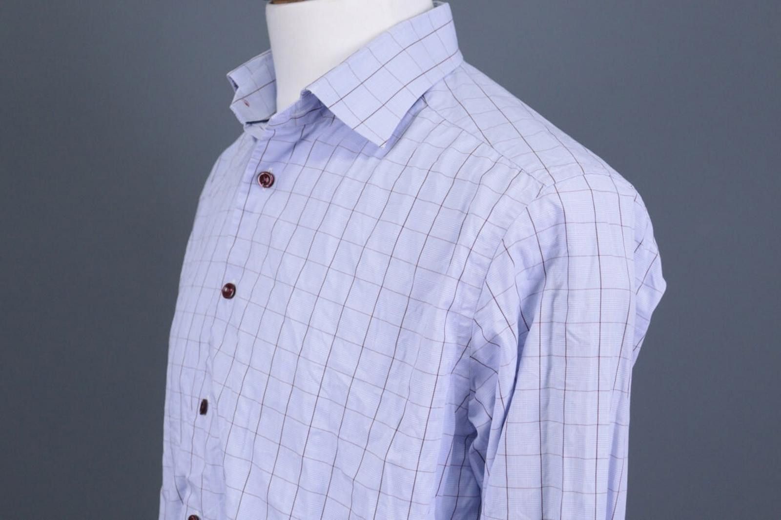 Eton Eton Contemporary Poplin Check Blue Shirt Size 42 / 16.5 Size US M / EU 48-50 / 2 - 8 Thumbnail