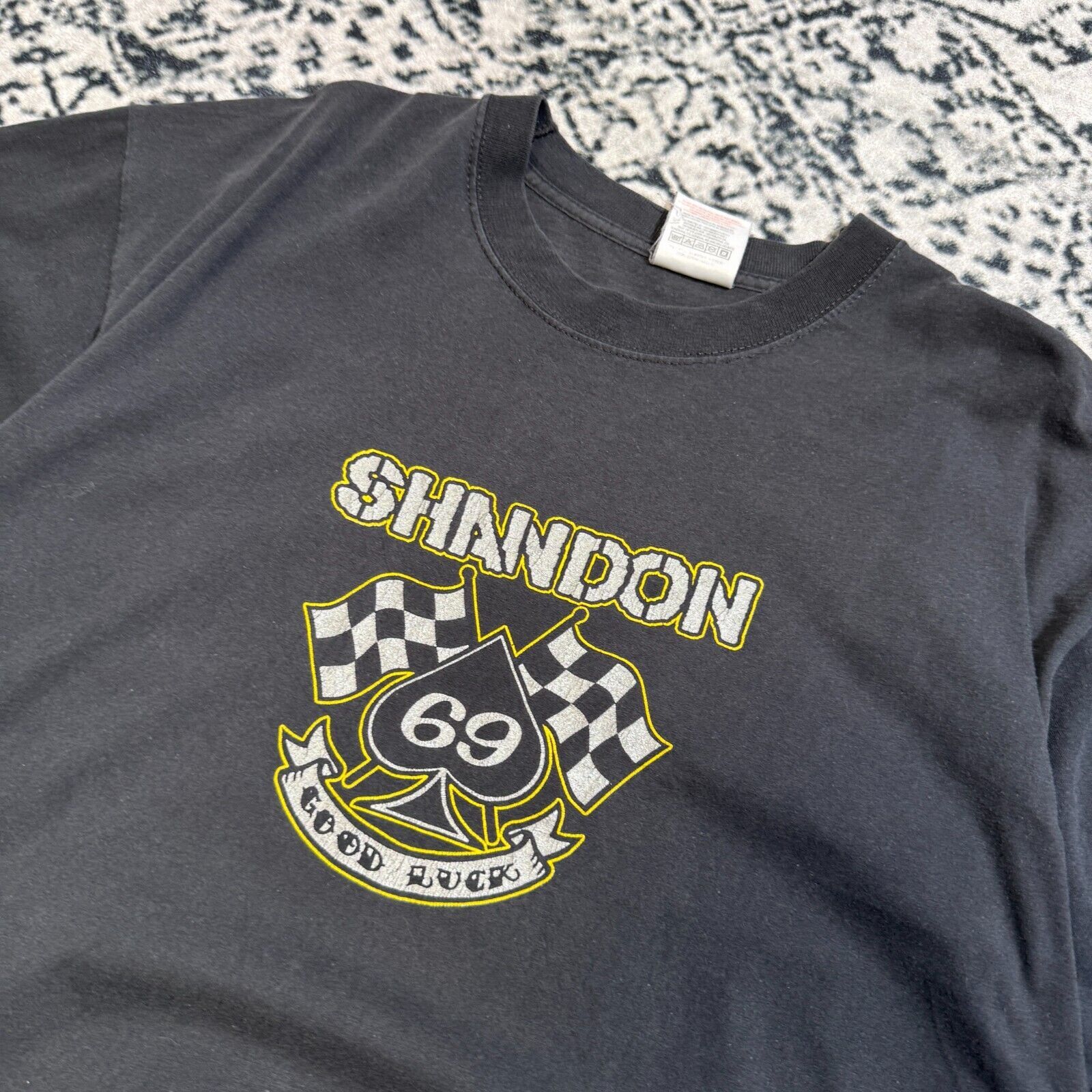 Vintage Vintage Black Cotton T-Shirt Size L Shandon Y2K 69 Team Size US L / EU 52-54 / 3 - 4 Thumbnail