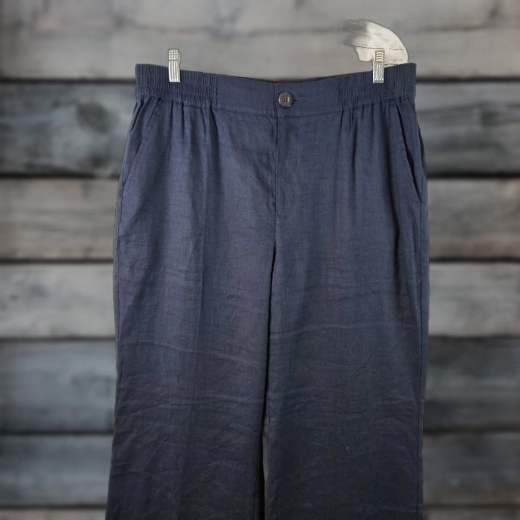 Vintage Cabi 6425 Women's Finale Trouser Pants Dress Pants Blue Linen Blend High Rise L Women Size 36" / US 14 / IT 50 - 1 Thumbnail