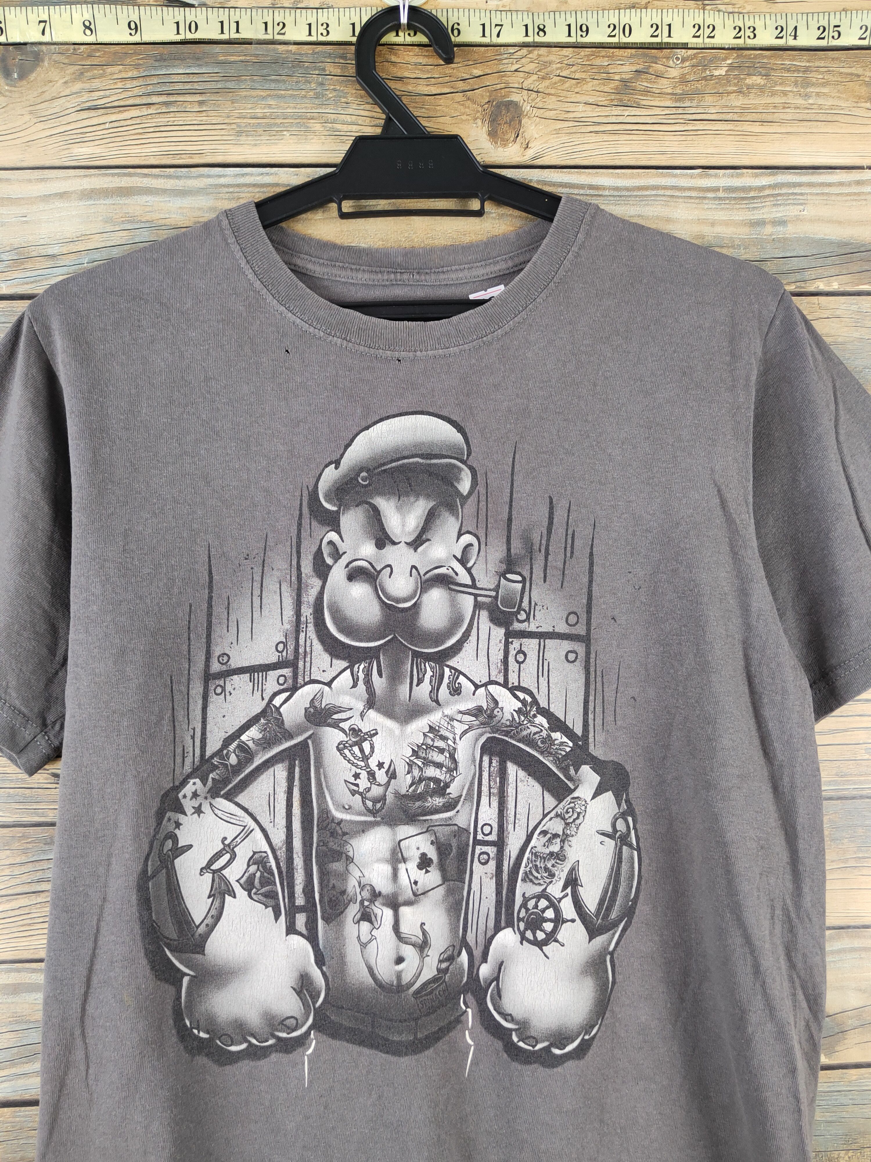 Japanese Brand × Vintage DL Japanese Brand Gray Popeye Short Sleeve T-shirt #1037 Size US S / EU 44-46 / 1 - 2 Thumbnail