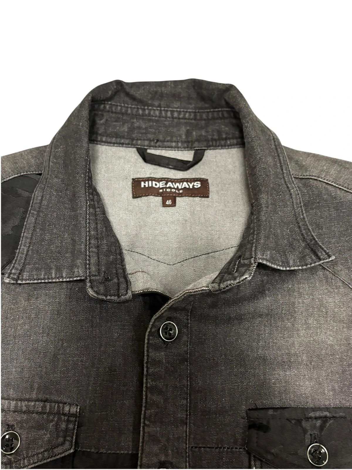 HIDEAWAYS Japanese brand camo two tone patch denim shirt jacket Size US S / EU 44-46 / 1 - 3 Thumbnail