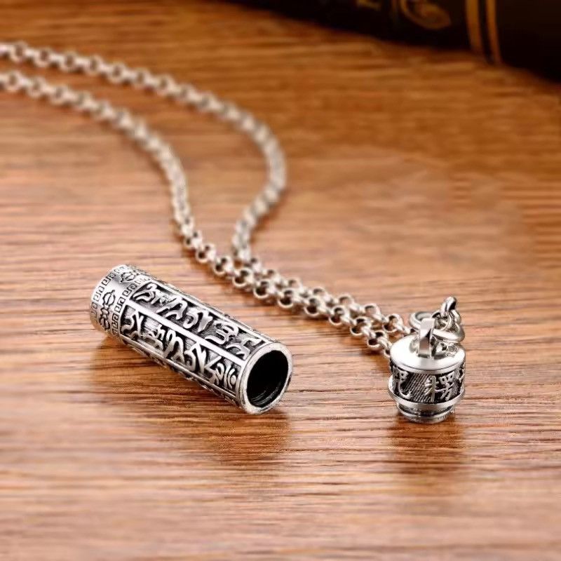Jewelry Silver Prayer Cylinder Necklace Size ONE SIZE - 5 Thumbnail