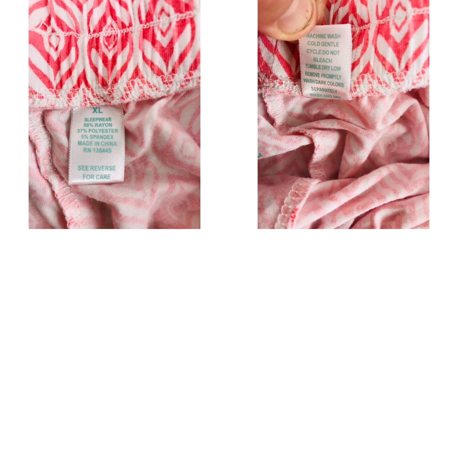 Vintage Cool Girl Shorts Women's XL Pink White Geometric Pattern Pajama Drawstring Shirt Size 40" / US 18 - 8 Thumbnail