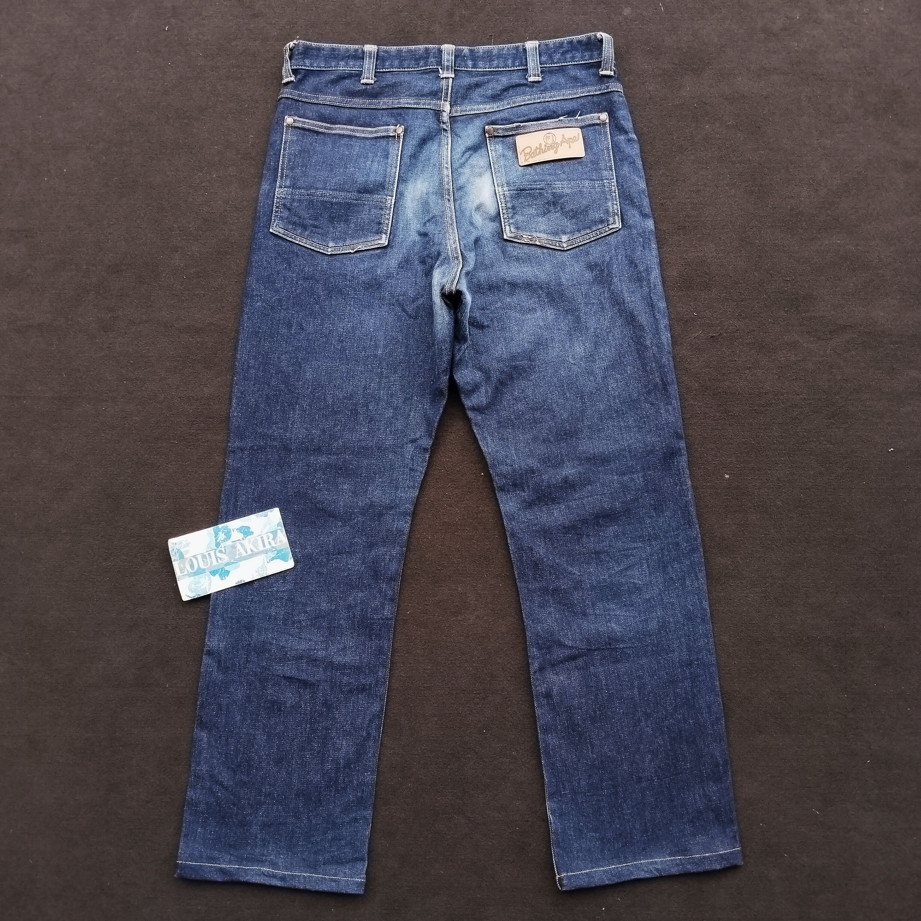 Vintage Bape Patch Leather Selvedge Denim Pants