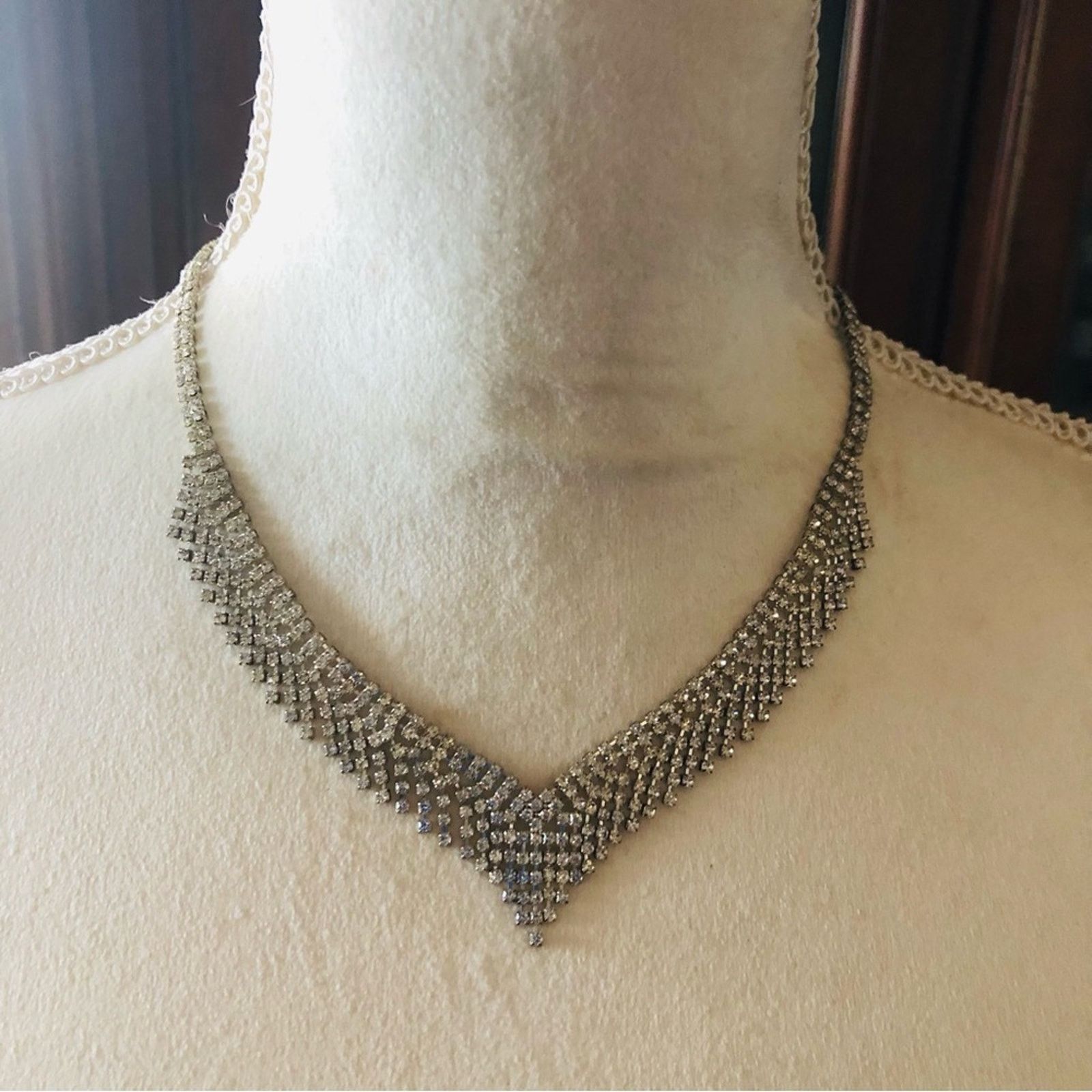 Jewelry Elegant clear rhinestone fringe necklace Size ONE SIZE - 4 Thumbnail