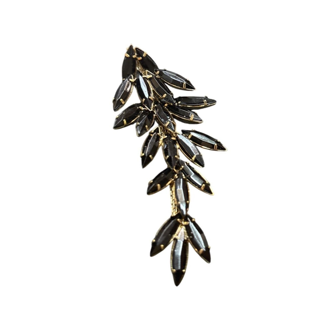 Bar III Bar III Black & Gold Leaf Drop Earrings With Stud Back Size ONE SIZE - 5 Thumbnail