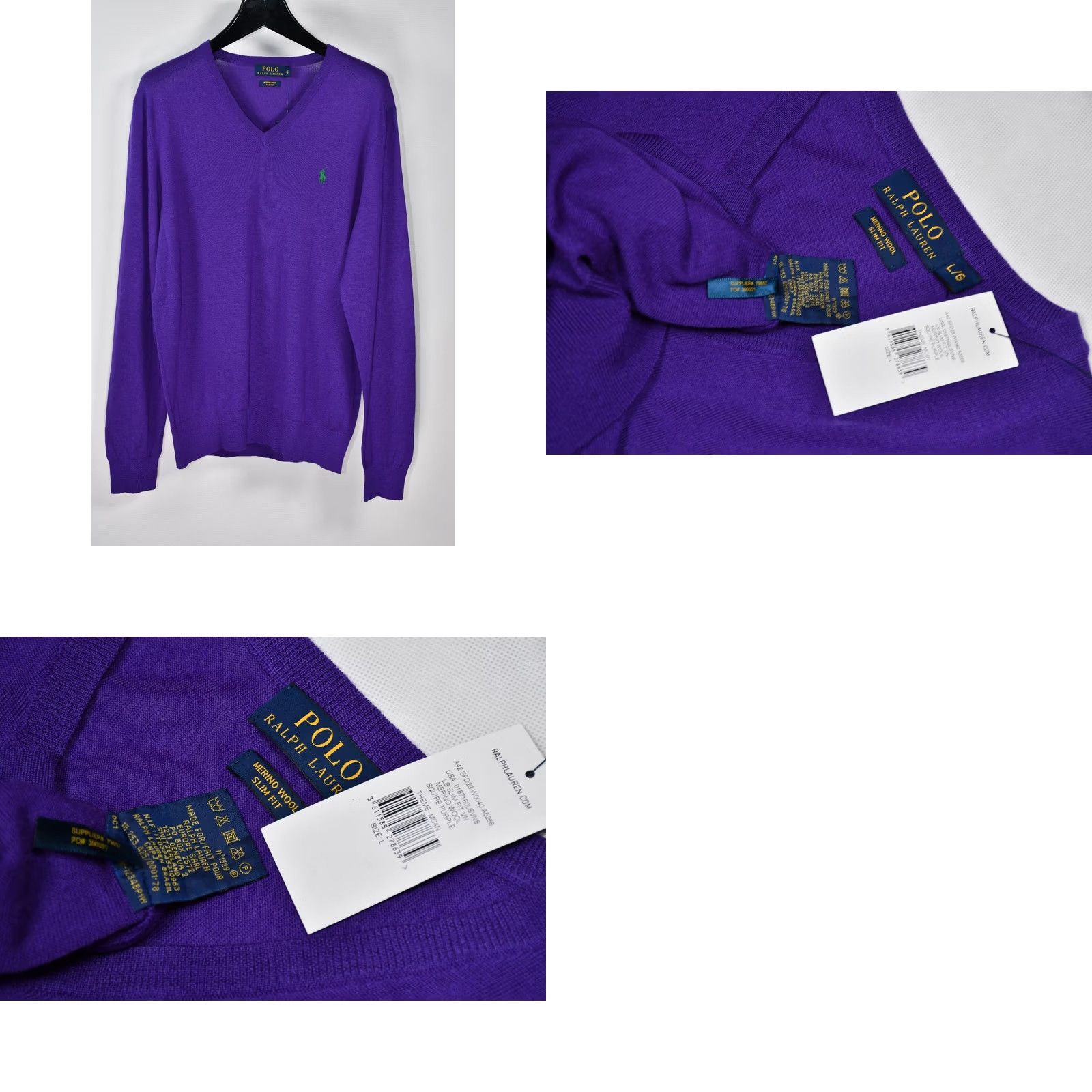 Polo Ralph Lauren Polo Ralph Lauren Sweater Shirt V-Neck Slim Wool L Purple Men Regular Size L Size US L / EU 52-54 / 3 - 8 Thumbnail