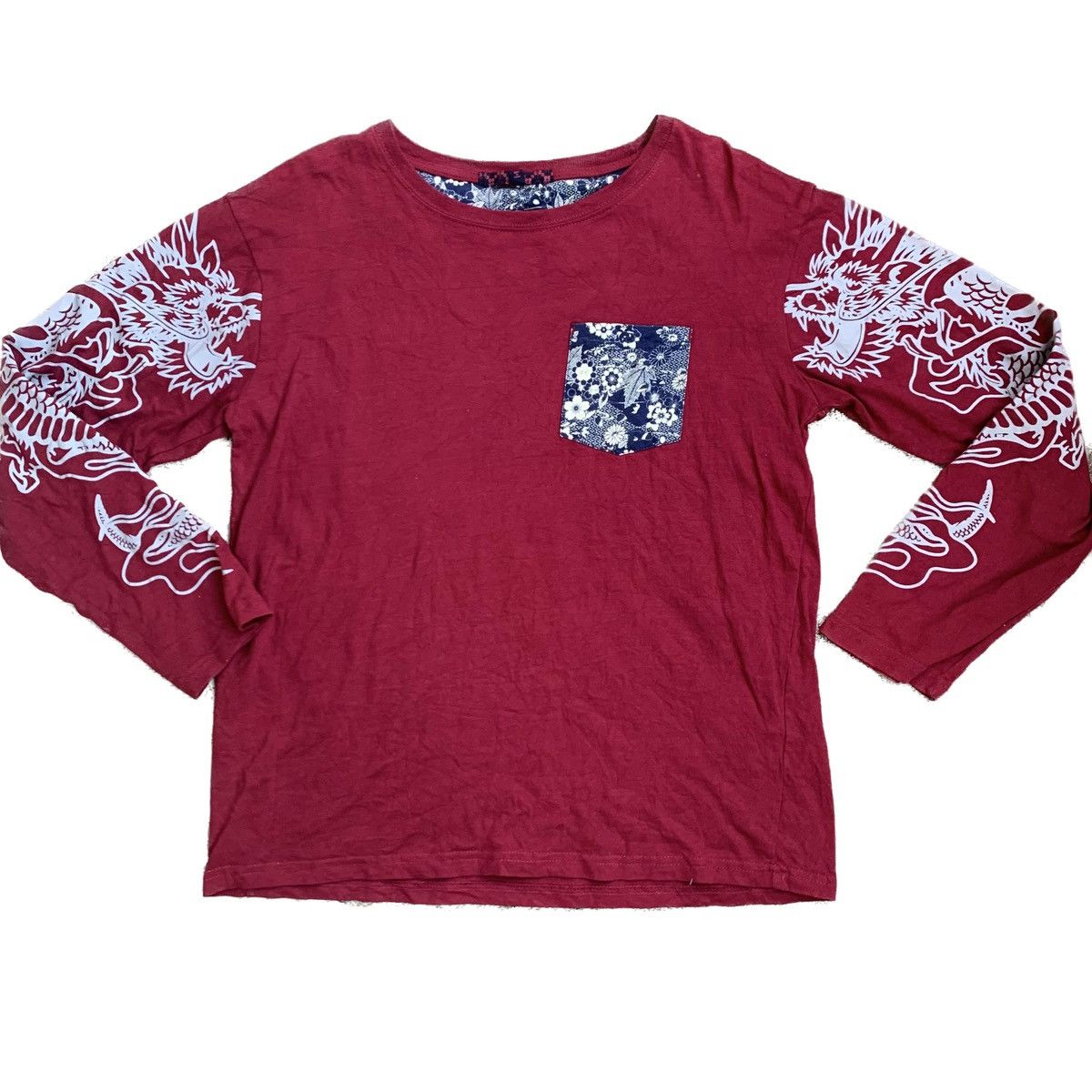 If Six Was Nine × Japanese Brand × Vintage SHIRT LONGSLEEVE DRAGON RED STYLE JAPANESE Size US L / EU 52-54 / 3 - 1 Thumbnail