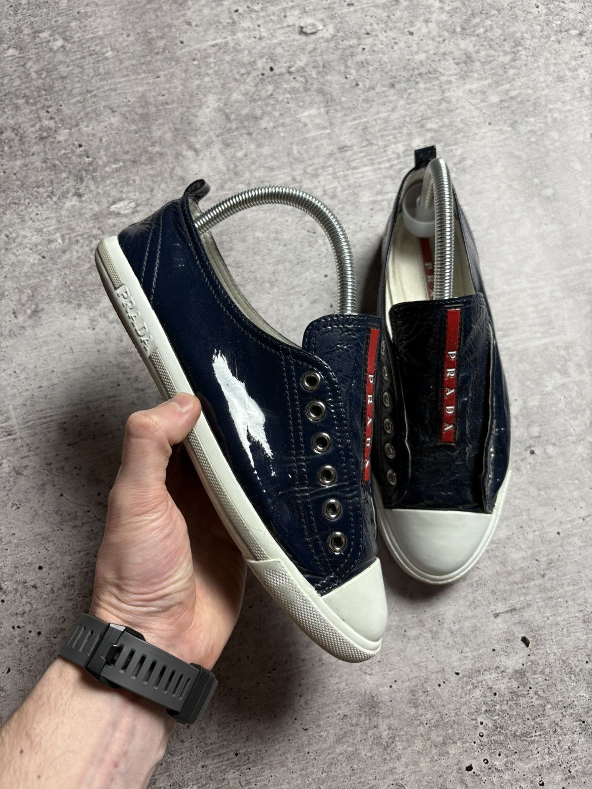 Prada Vintage Prada Leather Sneakers Size US 5.5 / EU 38 - 6 Thumbnail