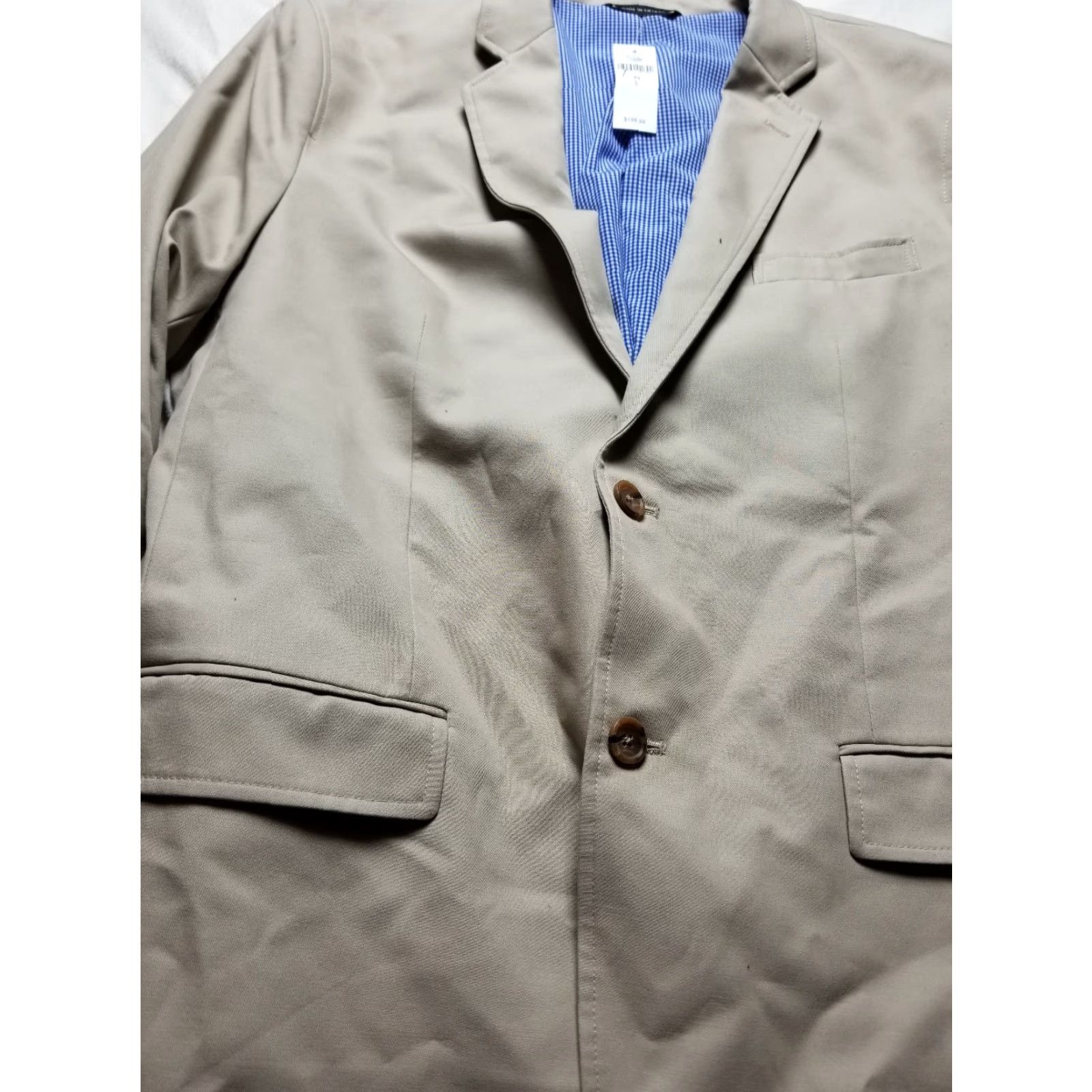 Banana Republic Banana Republic Sport Coat Khaki 44L Wool Non Iron Tailored Fit NWT Striped Long Jacket Mens Boys? Size US S / EU 44-46 / 1 - 3 Thumbnail