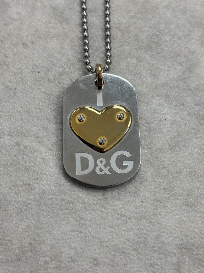 Dolce & Gabbana Dolce & Gabbana Guilded Heart Dog Tag Necklace Size ONE SIZE - 5 Thumbnail