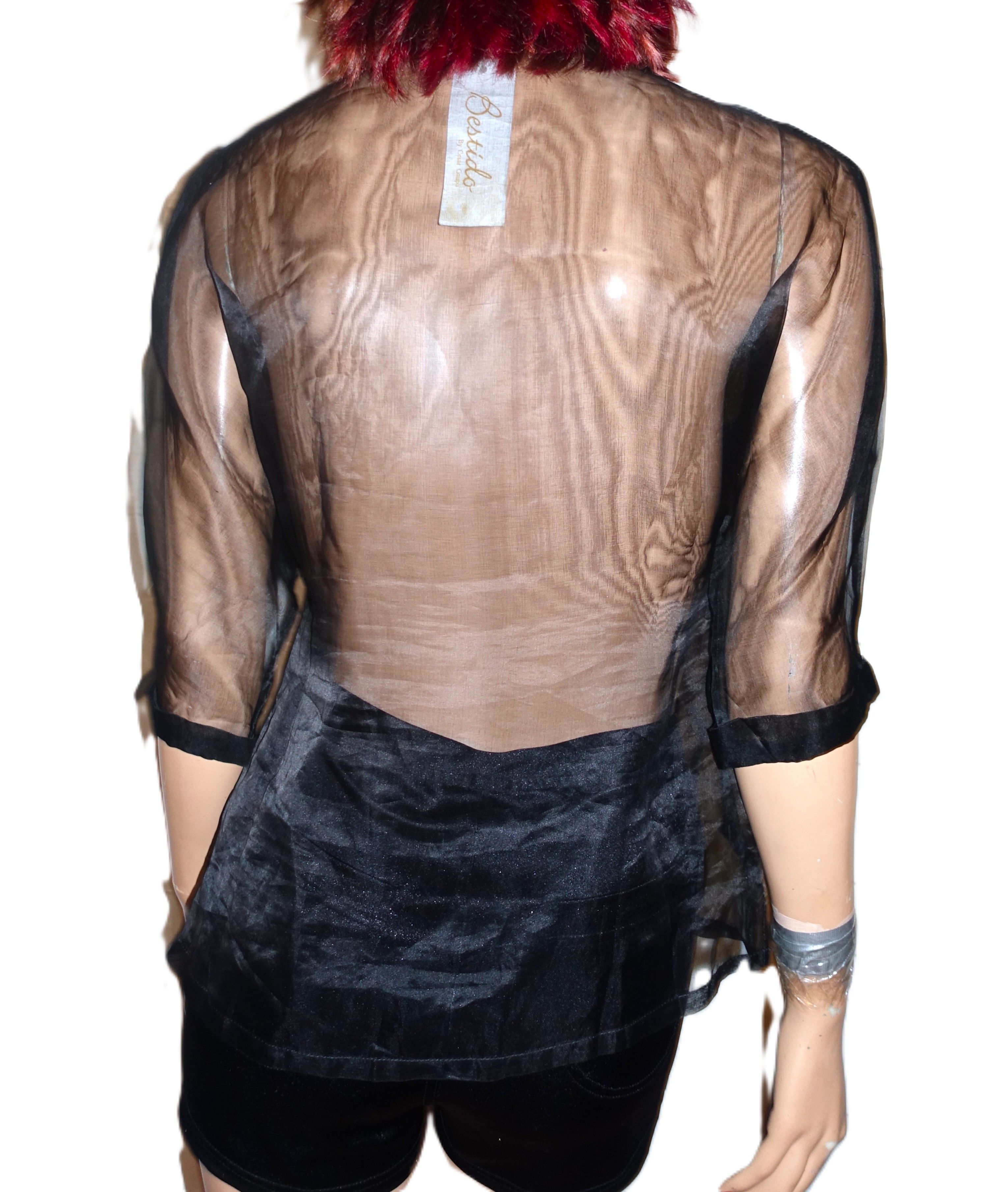 Other Cesar Gaupo Black Sheer Blouse M NWT Size M / US 6-8 / IT 42-44 - 6 Thumbnail