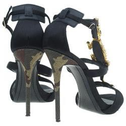 Giuseppe Zanotti Giuseppe Zanotti Black Satin & Leather Alligator Sandals Size US 8 / IT 38 - 4 Thumbnail