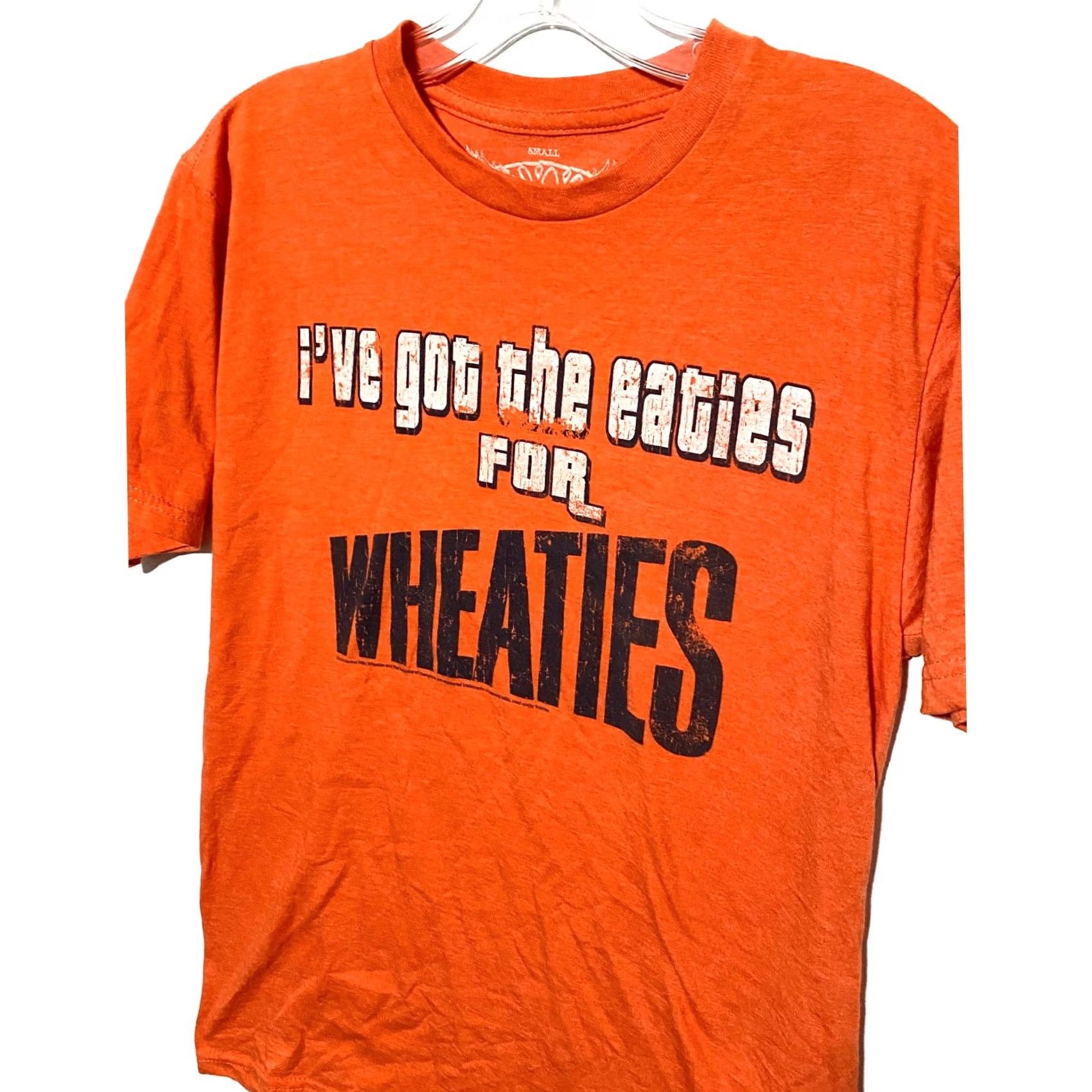 Vintage Savvy I’ve Got The Eaties For Wheaties Cereal Orange Shirt Mens S Novelty Funny Humor T-Shirt Short Sleeve Graphic Print Cotton Polyester Regular Size US S / EU 44-46 / 1 - 2 Thumbnail