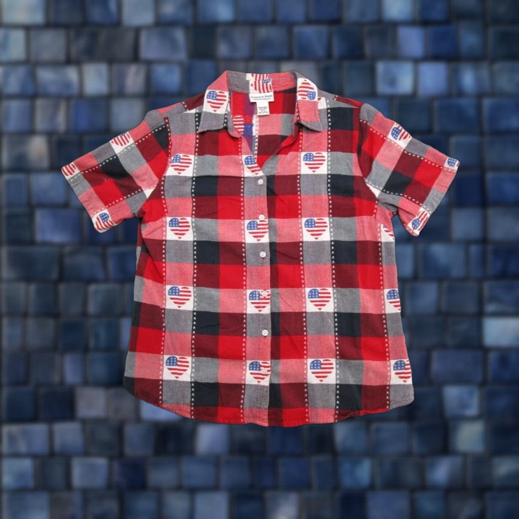 Vintage Country Store Y2K Patriotic Heart Button Up Shirt Women's L XS? Size L / US 10 / IT 46 - 1 Thumbnail
