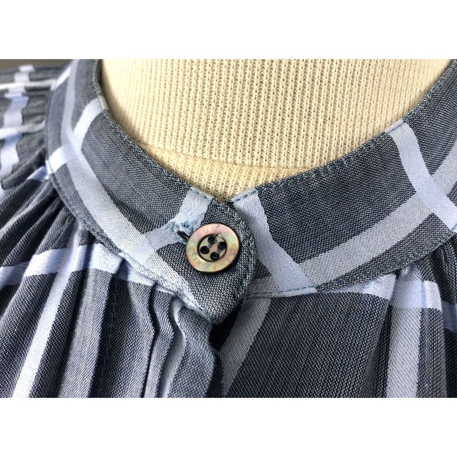 Paul & Joe PAUL & JOE Blouse Gray Cotton Check Short Sleeve Henley Button Regular Size 4 Women’s Classic Casual 100% Cotton Size S / US 4 / IT 40 - 6 Thumbnail