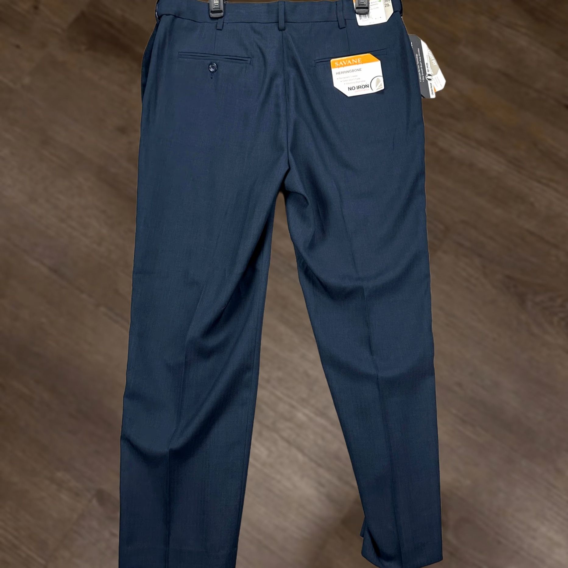 Savane Savane Pants Dress Mens 36X29 Navy Blue Herringbone Straight Comfort Waist NEW Size US 36 / EU 52 - 1 Thumbnail