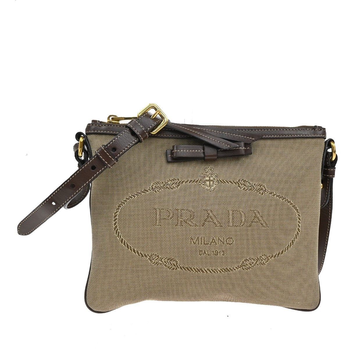 Prada Prada Logo Double Zip Crossbody Bag Canvas Size ONE SIZE - 1 Thumbnail