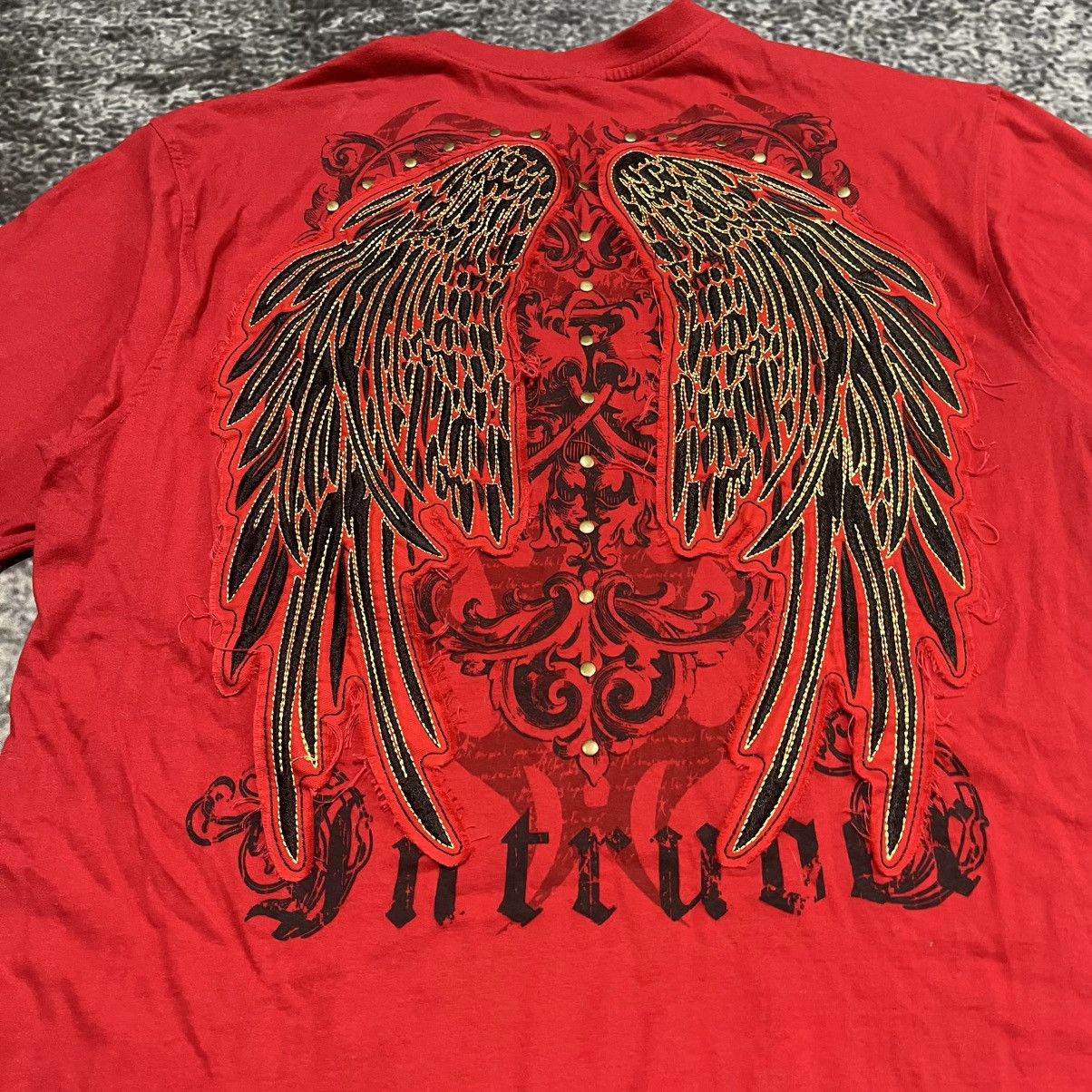 Affliction Vintage Y2K Akcess Goth Grunge Skater Cross Wings T Shirt Size US XXL / EU 58 / 5 - 7 Thumbnail