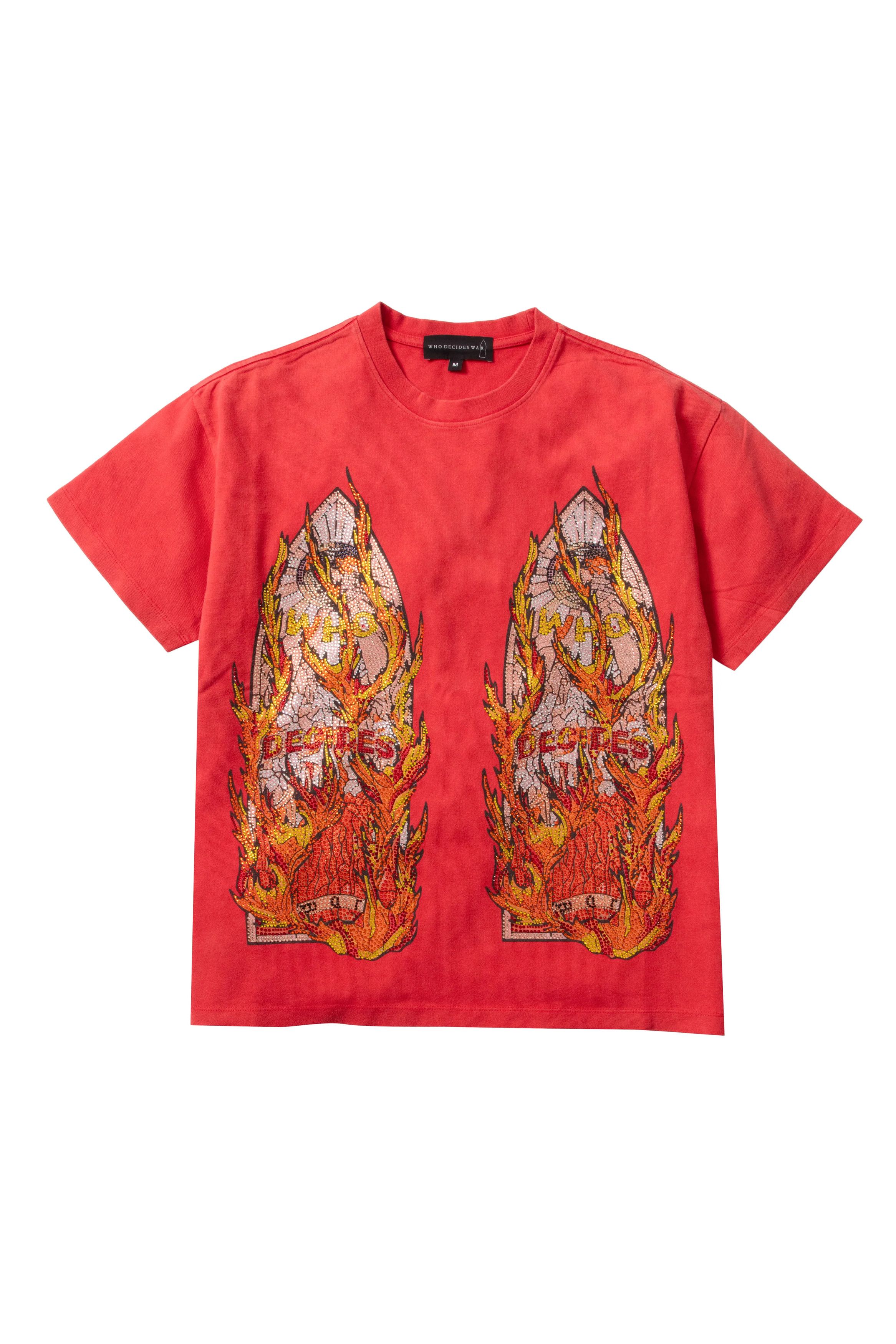 Who Decides War Who Decides War 'Flame Glass' Red Rhinestone Tee Size US S / EU 44-46 / 1 - 1 Preview