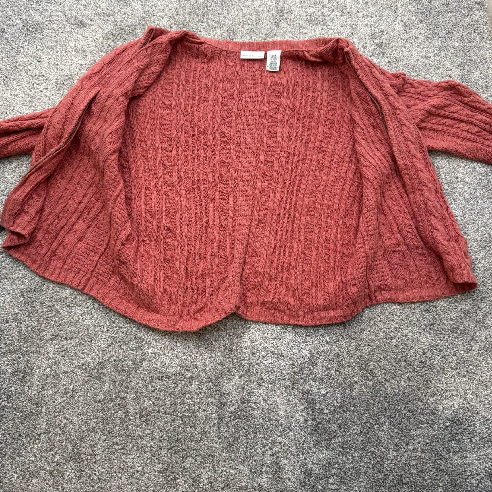 Croft & Barrow Craft & Barrow Cable Knit Zip Cardigan Sweater L Cottagecore Academia Chunky Size L / US 10 / IT 46 - 6 Thumbnail