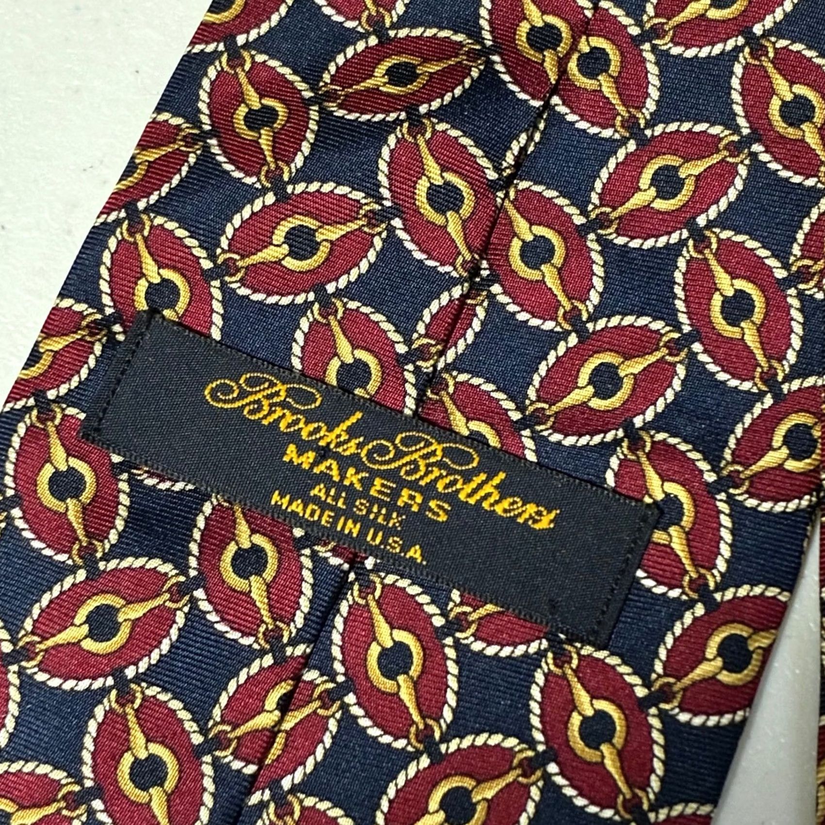 Brooks Brothers Brooks Brothers Necktie Geometric Chain Link Silk Navy Burgundy USA Mens One Size Multicolor Pattern Abstract Wedding Designer Tie Size ONE SIZE - 3 Thumbnail
