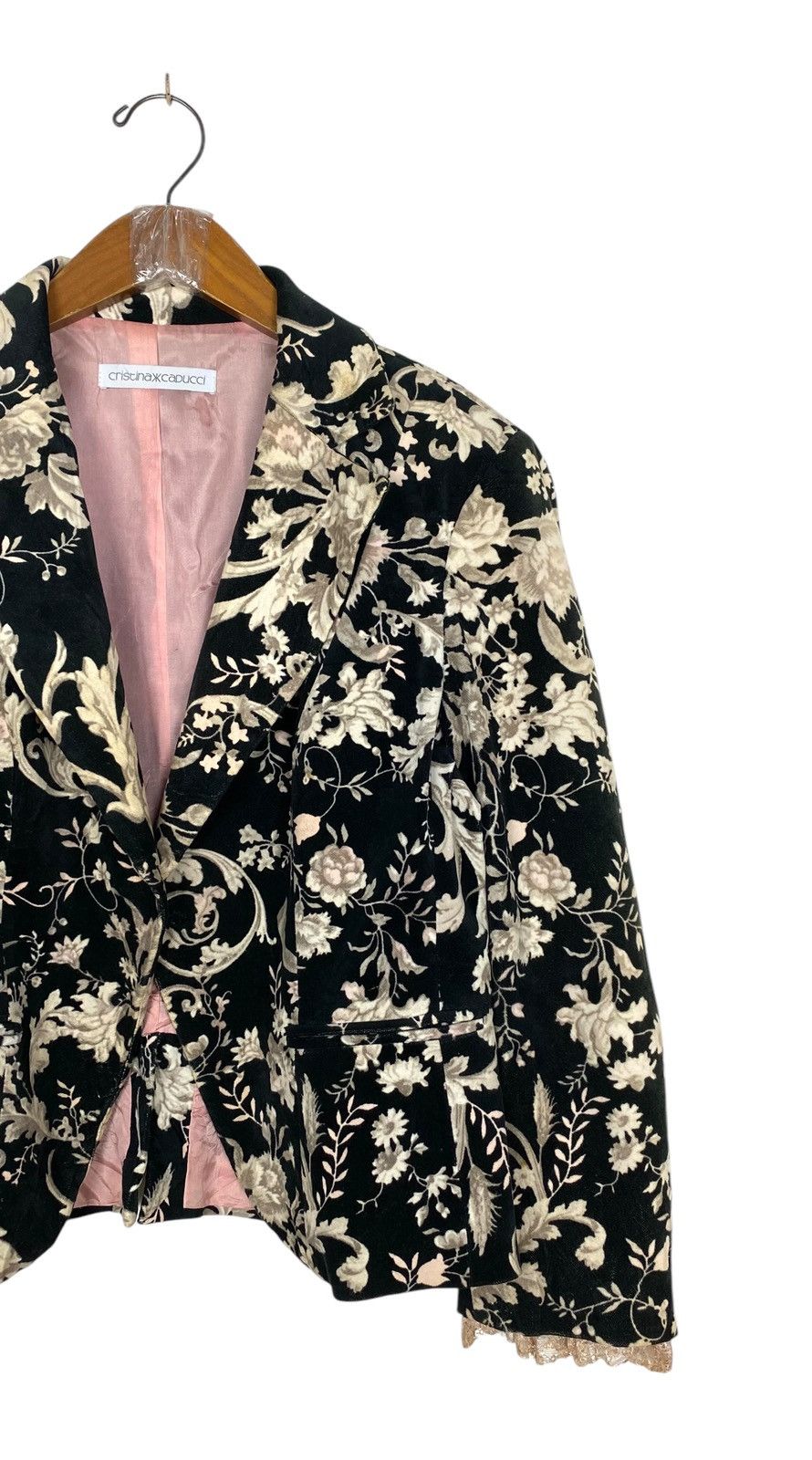 Other Rare‼️ Vintage Cristina Capucci Flower Velvet Coat Made Italy Size M / US 6-8 / IT 42-44 - 3 Thumbnail
