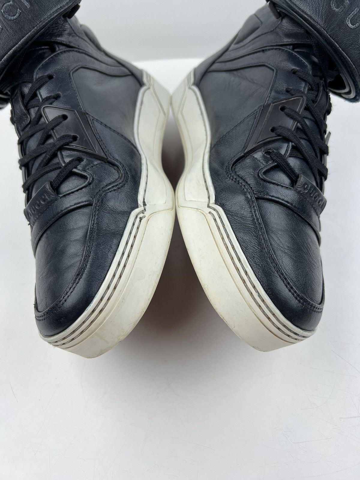 Gucci GUCCI Sneakers Hi Top Leather Shoes GG Logo Navy Men’s Size US 6.5 / EU 39-40 - 11 Thumbnail