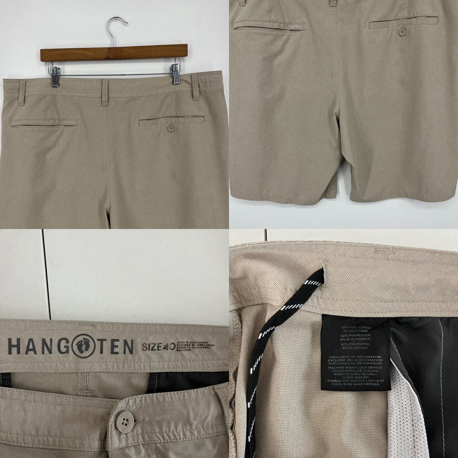 Hang Ten Hang Ten Shorts Mens 40 Beige Flat Front Moisture Wicking Stretch Chino Front Pockets Slim? Regular - Beige - Vintage: No Size US 40 / EU 56 - 8 Thumbnail
