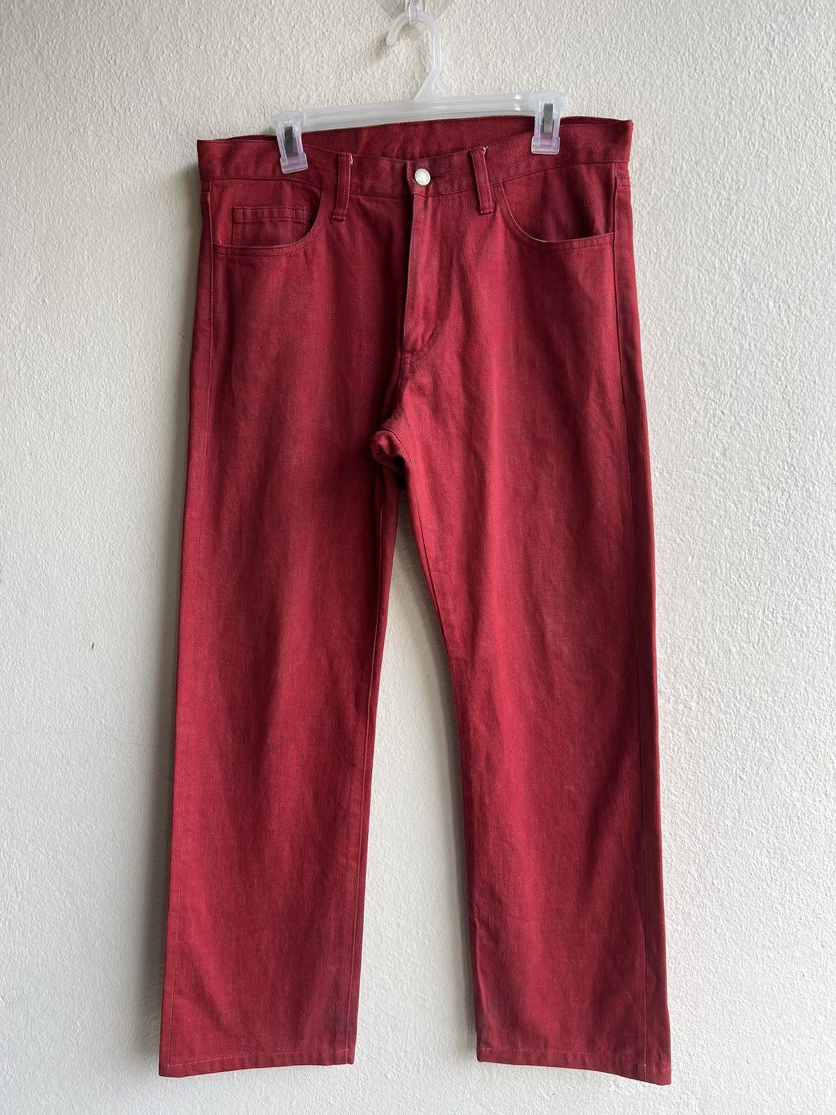 Comme des Garcons Homme Plus × Japanese Brand Dirty Mud Stains Denim Vintage CDGH Japan Red Jeans Size US 32 / EU 48 - 2 Thumbnail