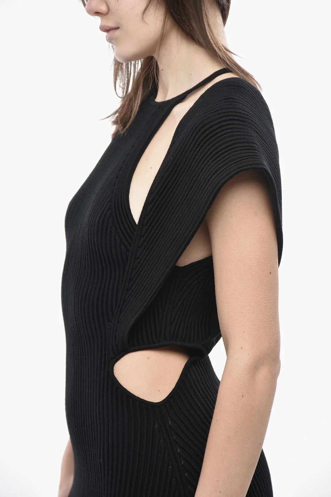Chloe og1mm0426 Ribbed Wool Dress in Black Size L / US 10 / IT 46 - 3 Thumbnail