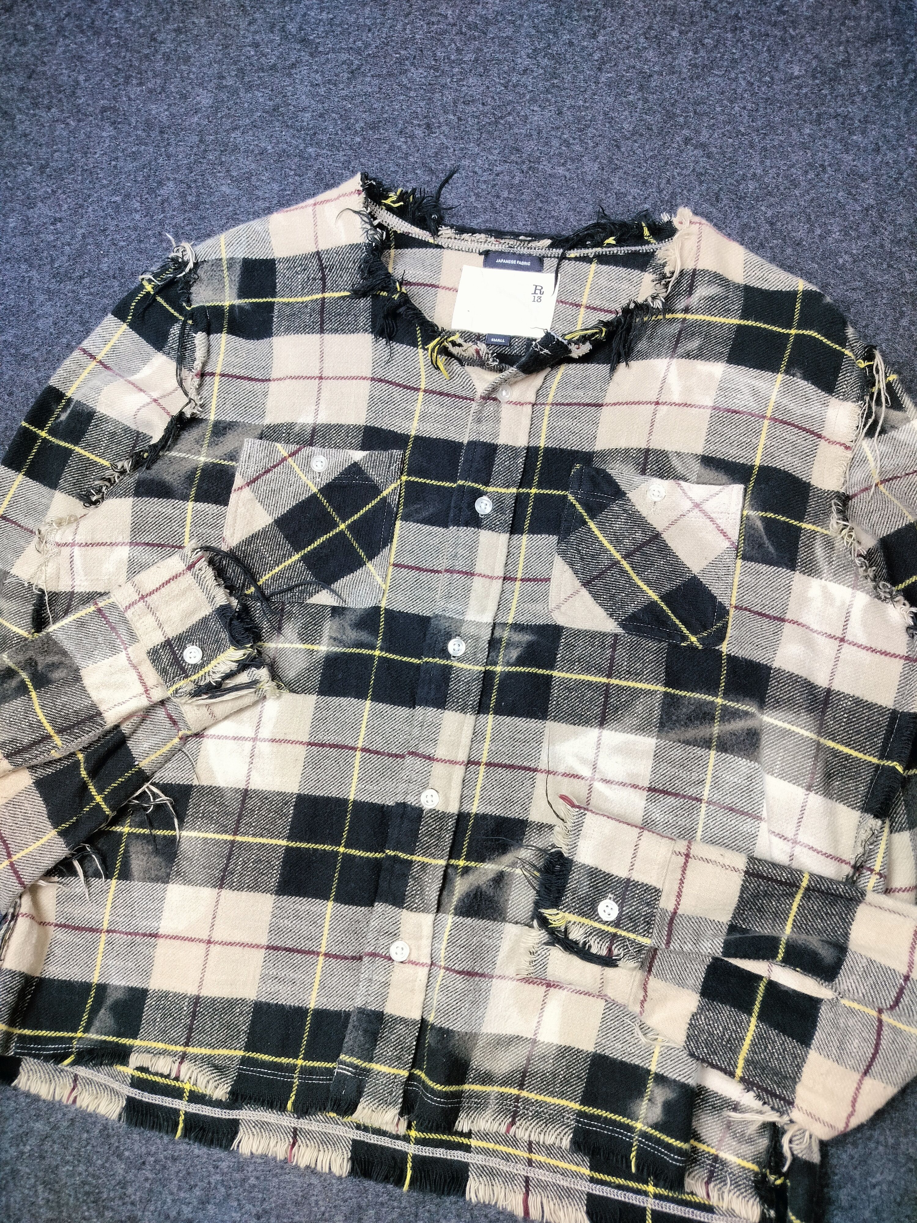 R13 R13 Beige Plaid Shredded Shirt Size S / US 4 / IT 40 - 8 Thumbnail