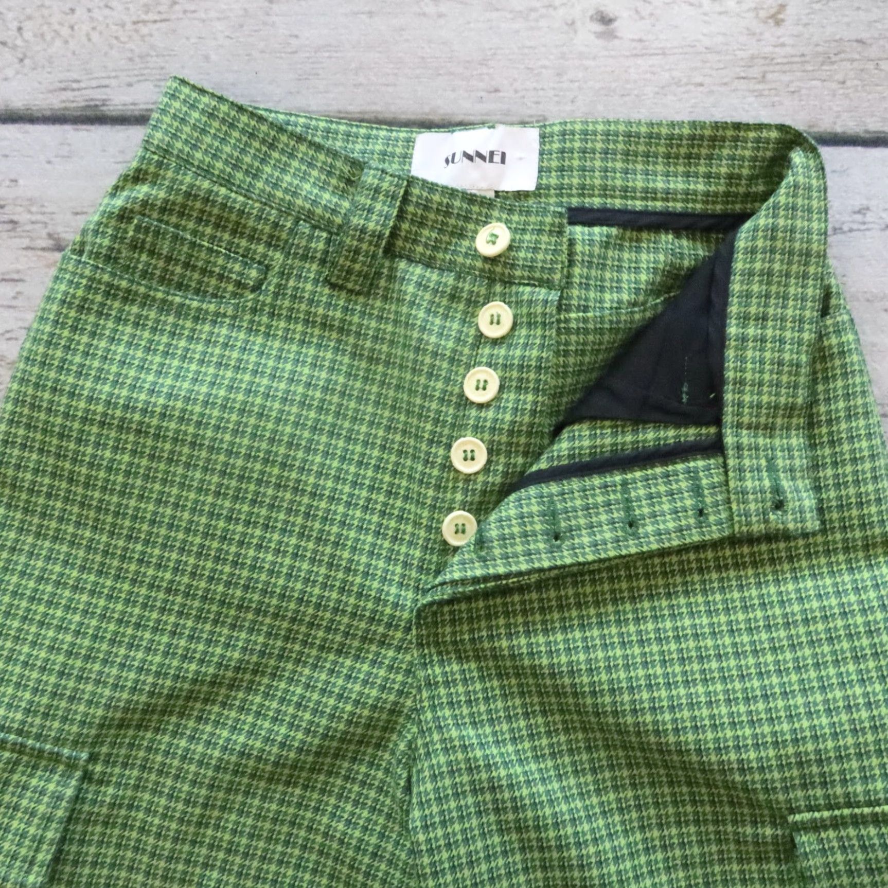 Sunnei VINTAGE Sunnei Houndstooth Cargo Pants Size M Green Women Cargo Pants M Green Sunnei Vintage Size 32" / US 10 / IT 46 - 7 Thumbnail