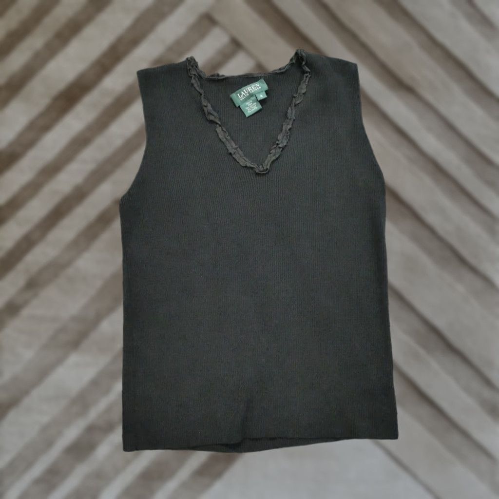 Ralph Lauren VINTAGE Ralph Lauren Shirt Top Womens Medlium Black Silk Blend Sleeveless Y2K Size M / US 6-8 / IT 42-44 - 1 Thumbnail