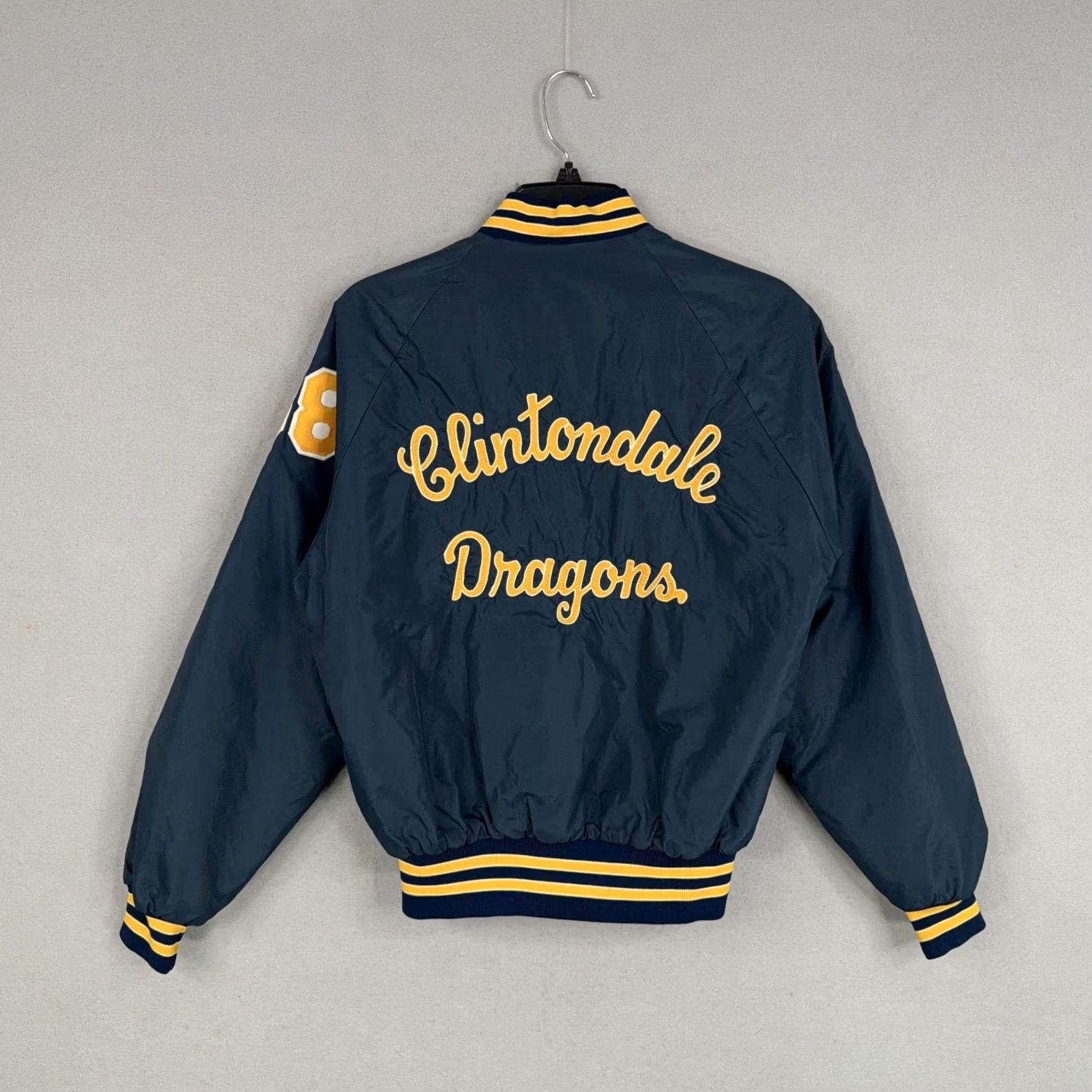 Dunbrooke VINTAGE Dunbrooke Clintondale Dragons Jacket Mens Small Navy Pla Jac 80s Bomber Jacket Size US S / EU 44-46 / 1 - 2 Thumbnail
