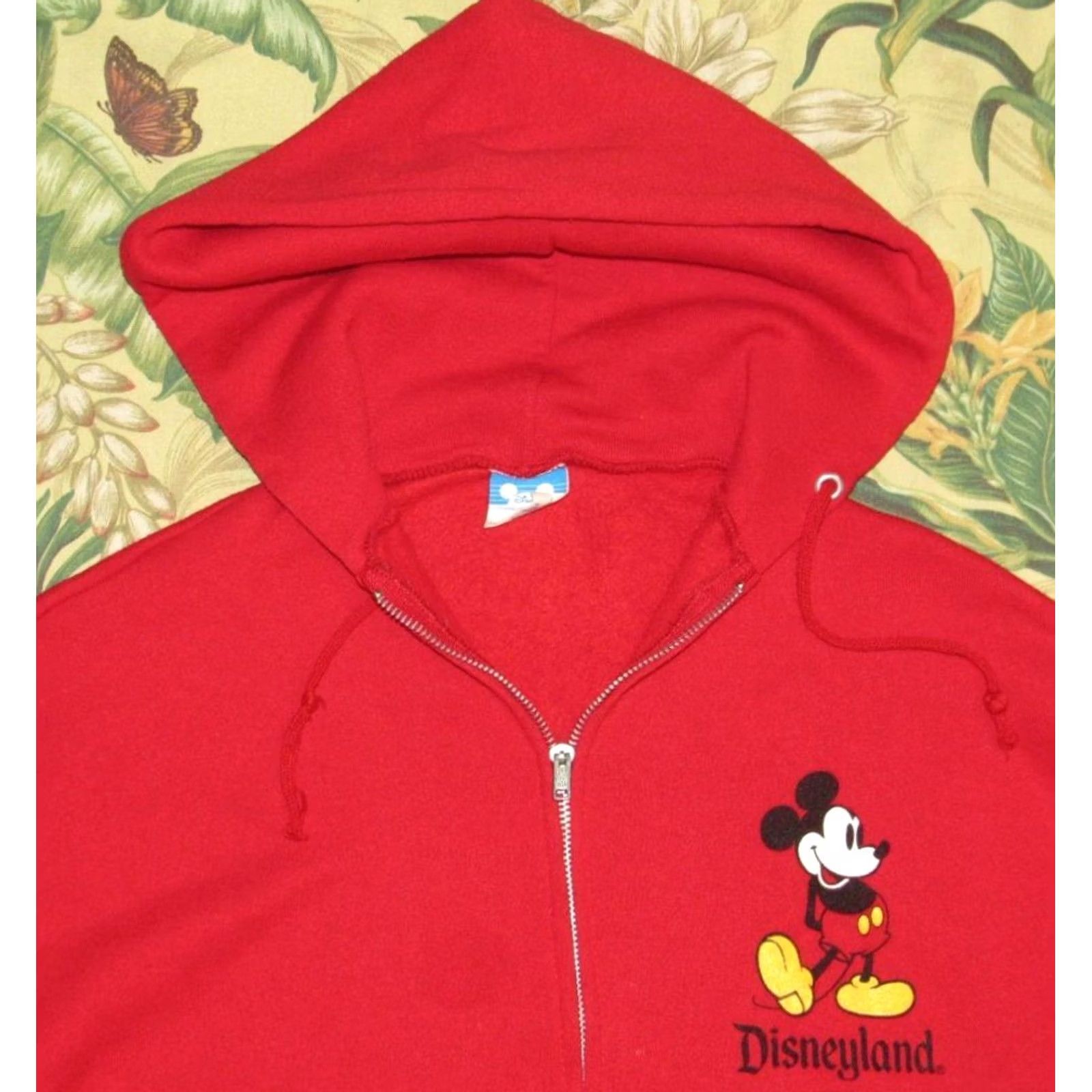 Disney Vtg 80s DISNEYLAND Red Full Zip Hoodie Sweater Large Size US L / EU 52-54 / 3 - 2 Thumbnail