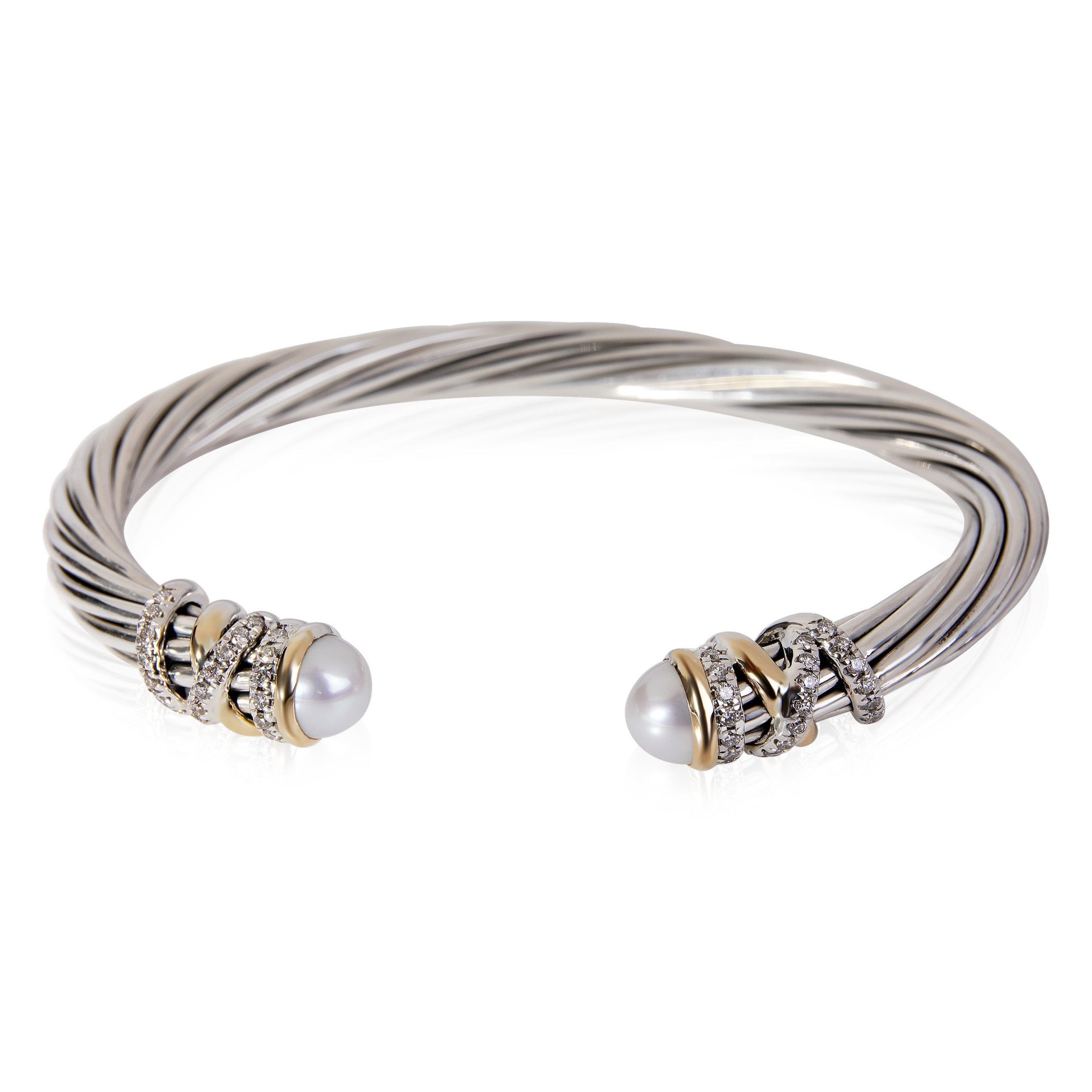 image of David Yurman Helena Pearl Diamond Bracelet In 18K Yellow Gold/sterling Silver, Women's