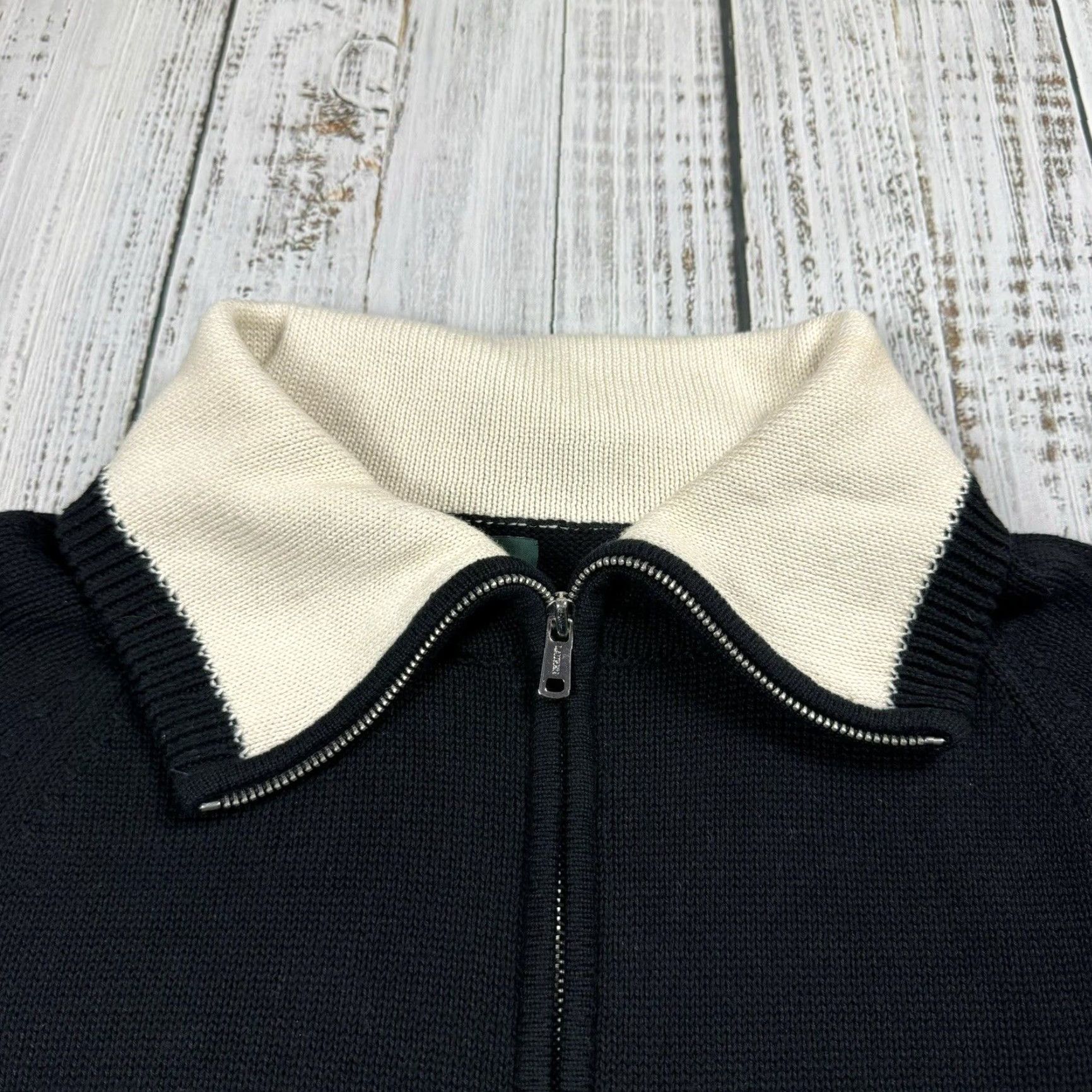 Ralph Lauren VINTAGE Ralph Lauren Women’s Sweater Shirt Knit 1/2 Zip Turtleneck Pullover Black L, Preppy, 100% Cotton Size L / US 10 / IT 46 - 2 Thumbnail