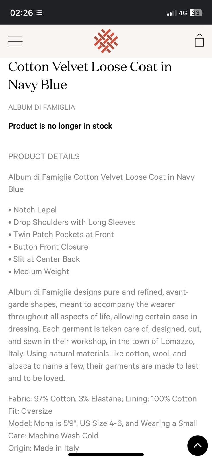 Album di Famiglia 🔥LIMITED EDITION🔥 Album Di Famiglia Velvet Loose Coat - Navy Size L / US 10 / IT 46 - 16 Thumbnail