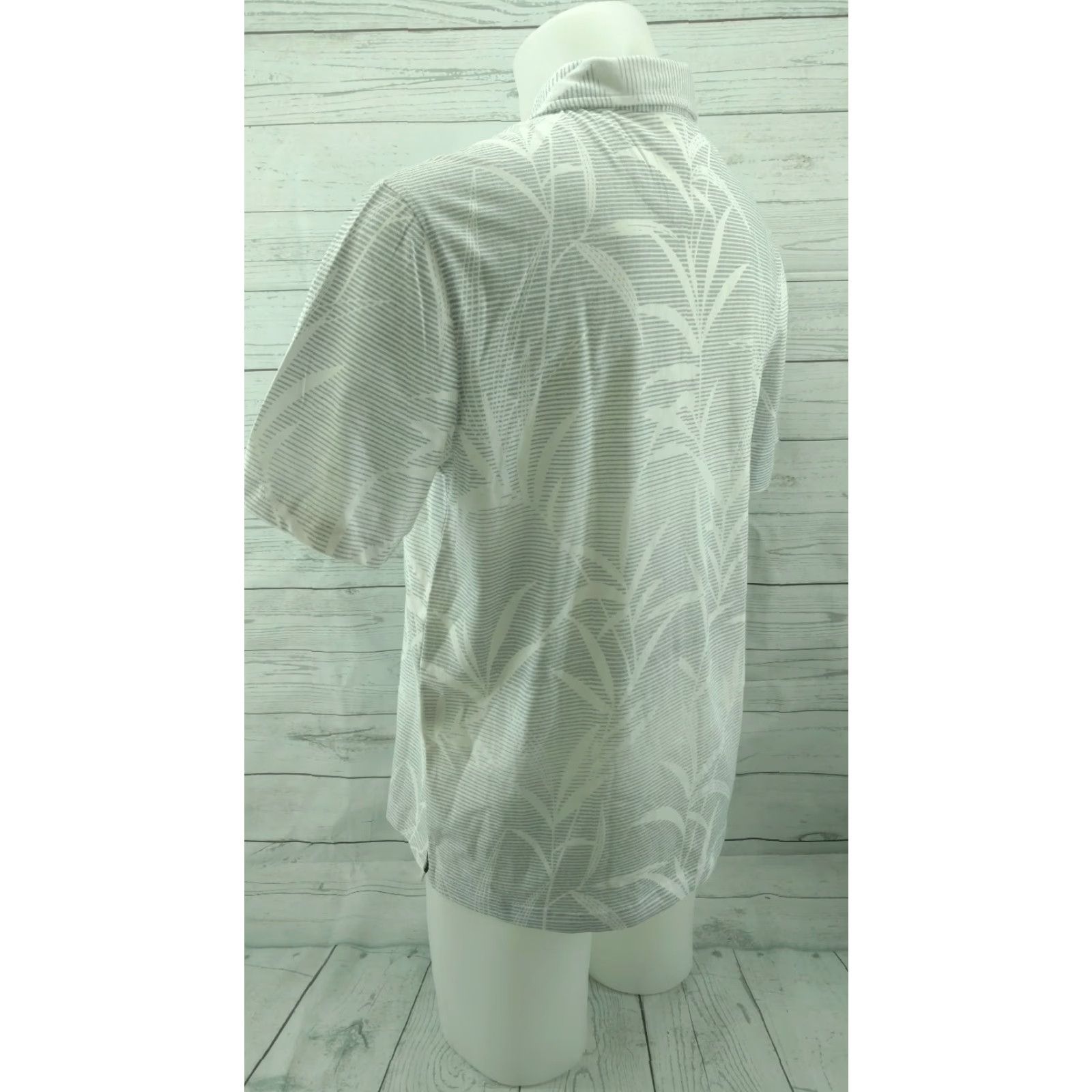 Nat Nast Nat Nast Mens Medium Polo Shirt Short Sleeve White Striped with Leaf Pattern Size US M / EU 48-50 / 2 - 7 Thumbnail