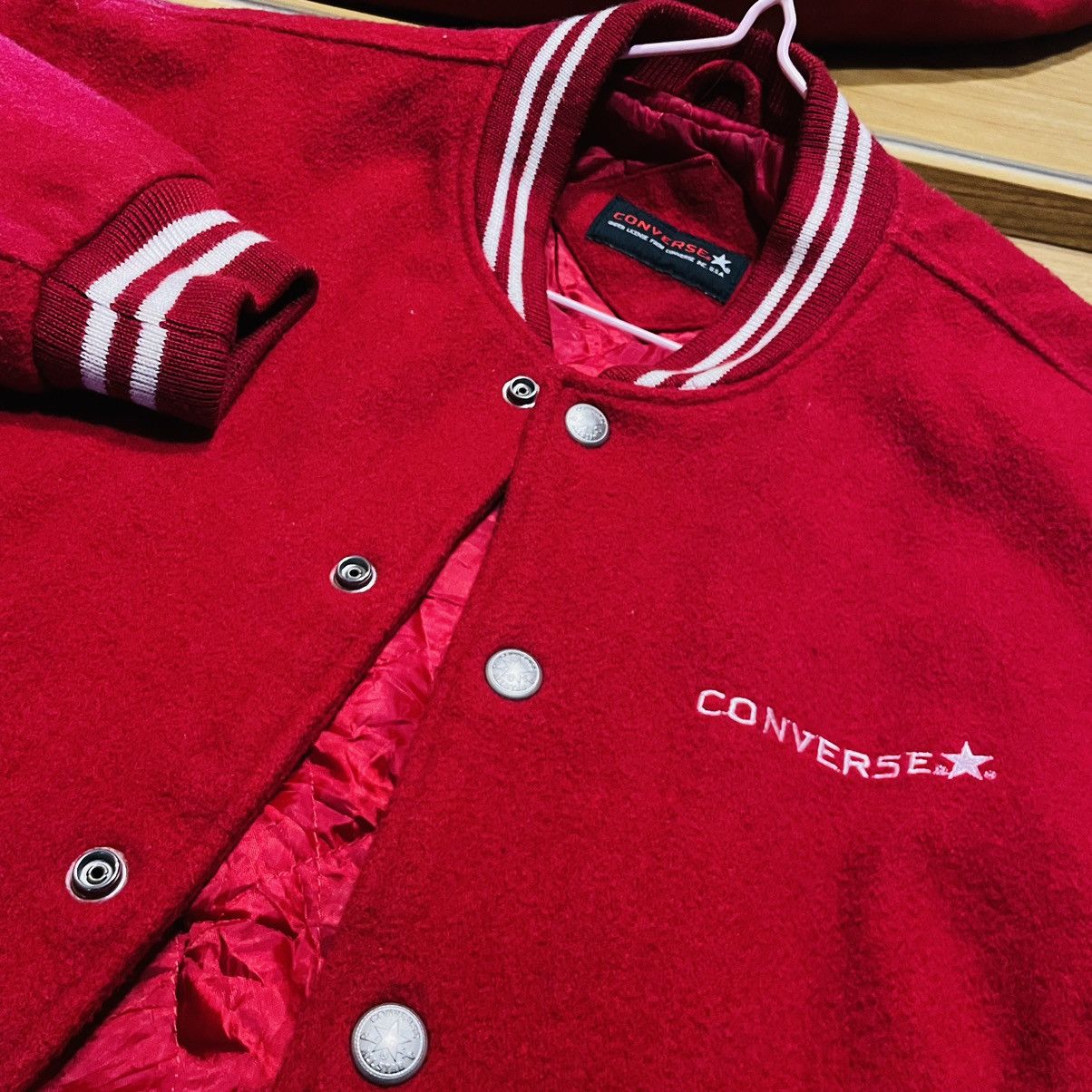Converse × Vintage Vintage Converse Cropped Wool Bomber Jacket Size S / US 4 / IT 40 - 2 Thumbnail
