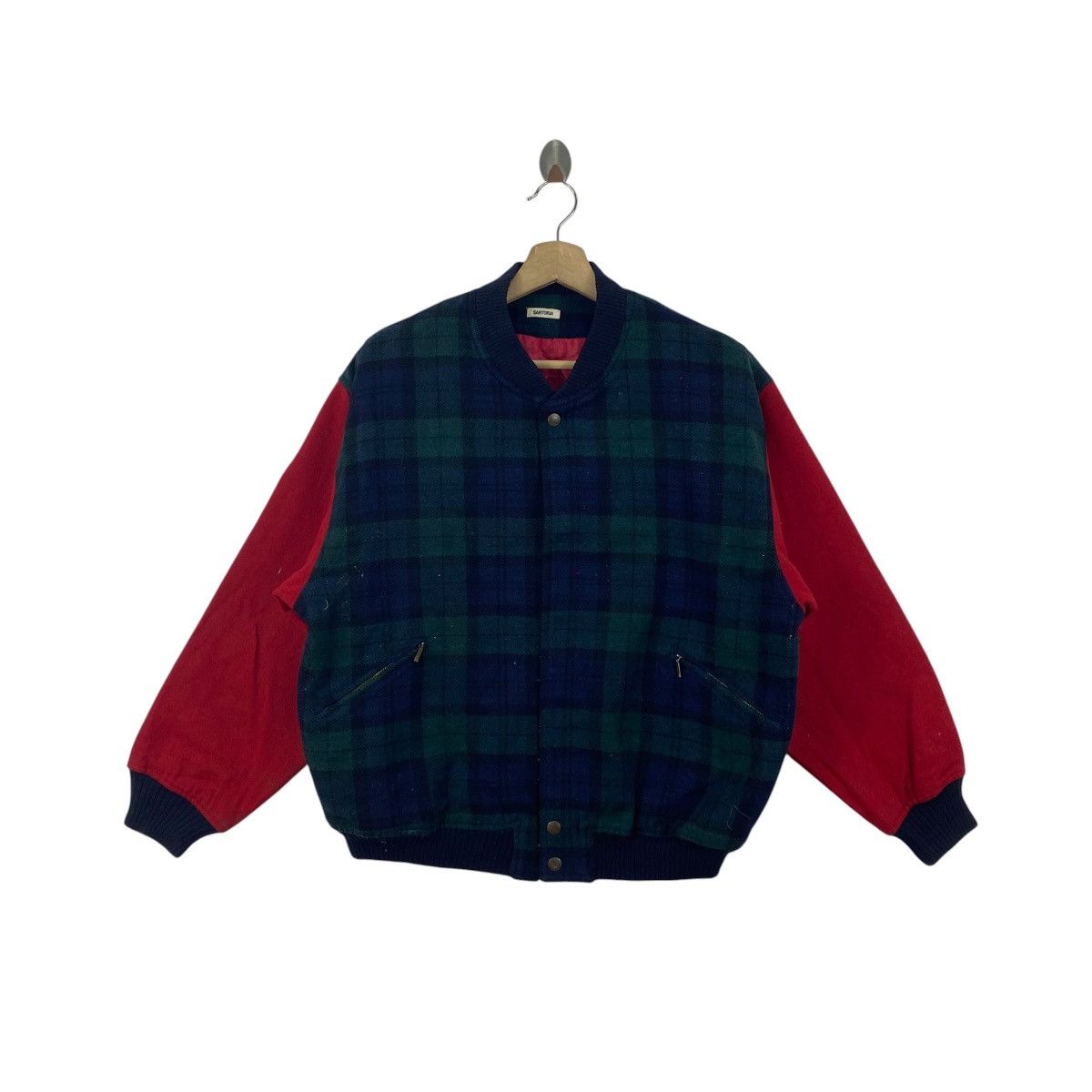 Vintage Vintage SARTORIA Plaid Bomber Jacket Sleeve Varsity Style Size US XL / EU 56 / 4 - 1 Thumbnail