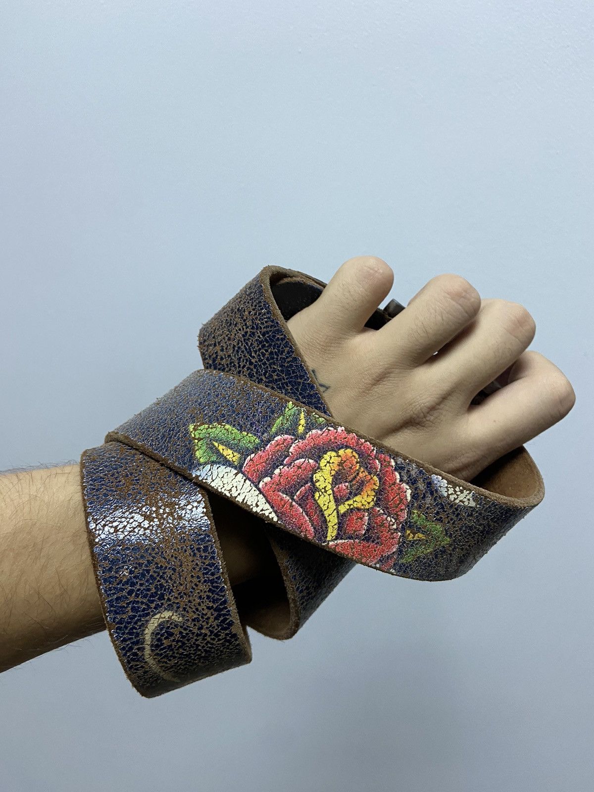 Ed Hardy × Vintage Ed Hardy Vintage All Print Belt Skull Rose Tattoo Y2K Size ONE SIZE - 3 Thumbnail