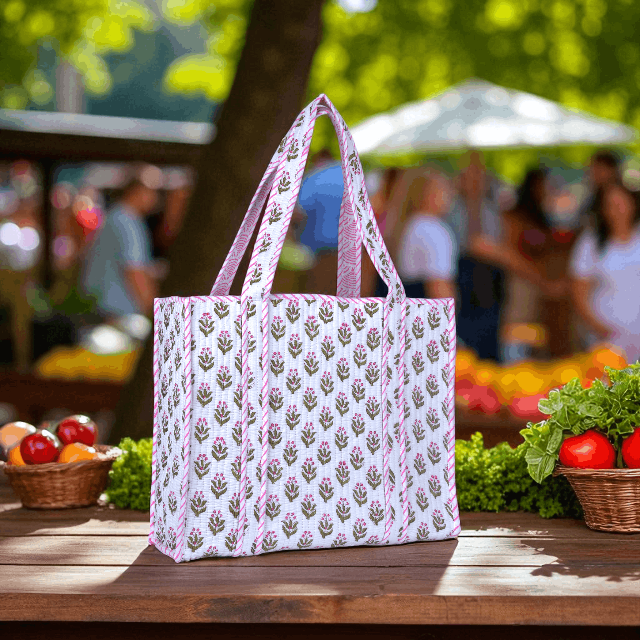 Handmade Tote Bag for Women, Grocery Shopping Bags Size ONE SIZE - 5 Thumbnail