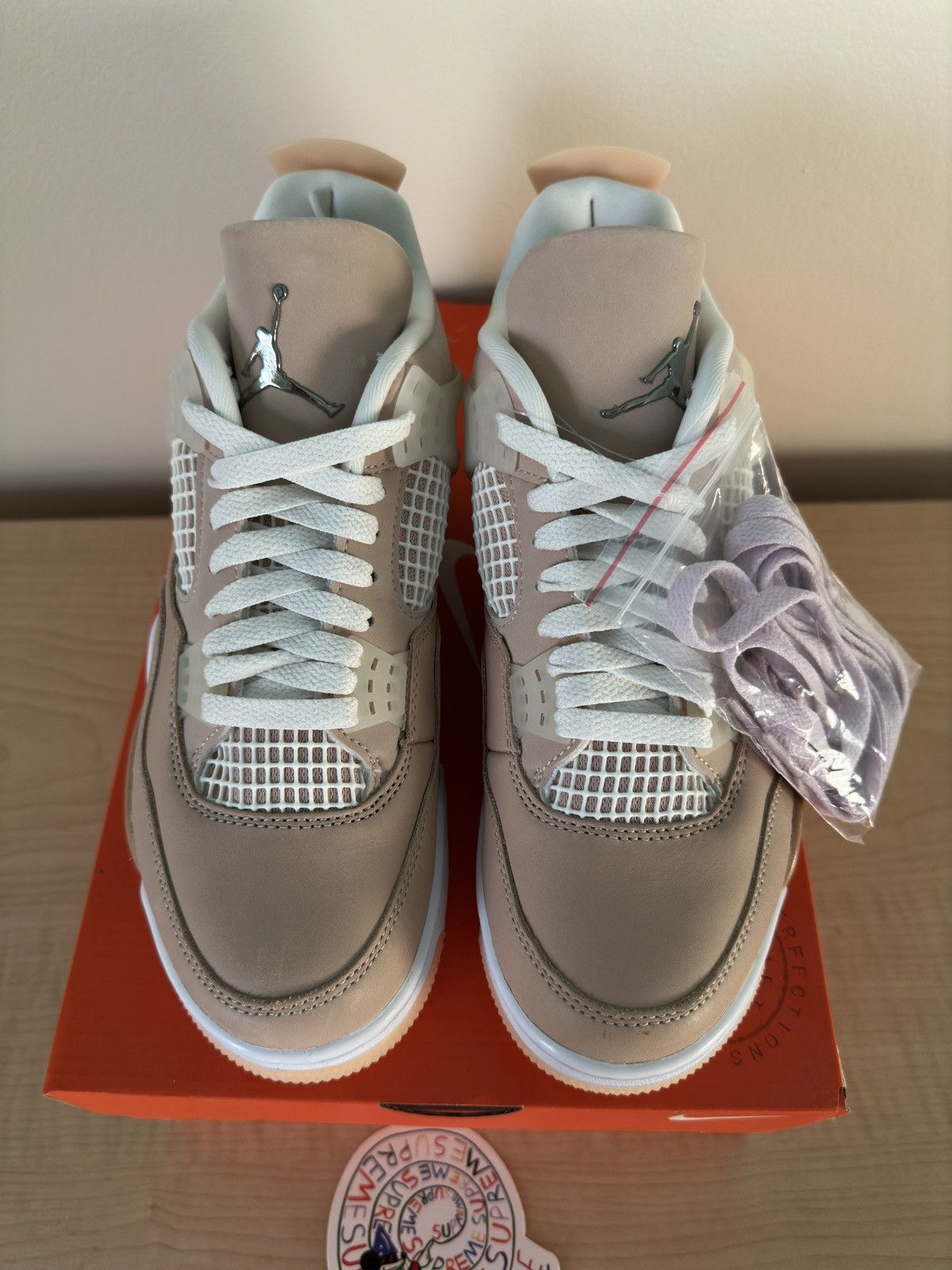 image of Jordan Nike Wmns Air Jordan 4 ‘Shimmer’ Shoes in Beige, Women's (Size 8)